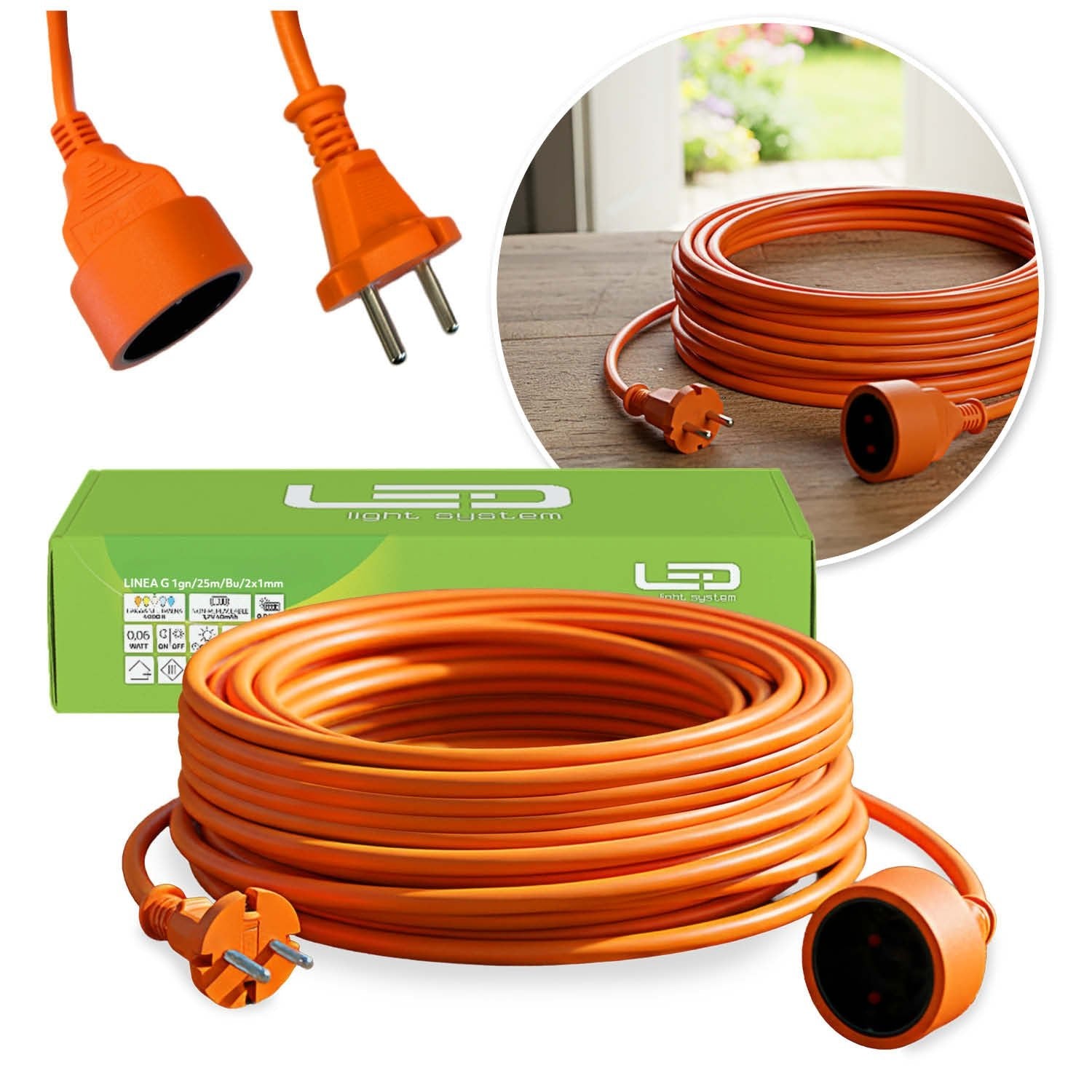 Przedłużacz Ogrodowy 1 gniazdo 25 m Do Kosiarki Kabel H05VV - F - LAITICA