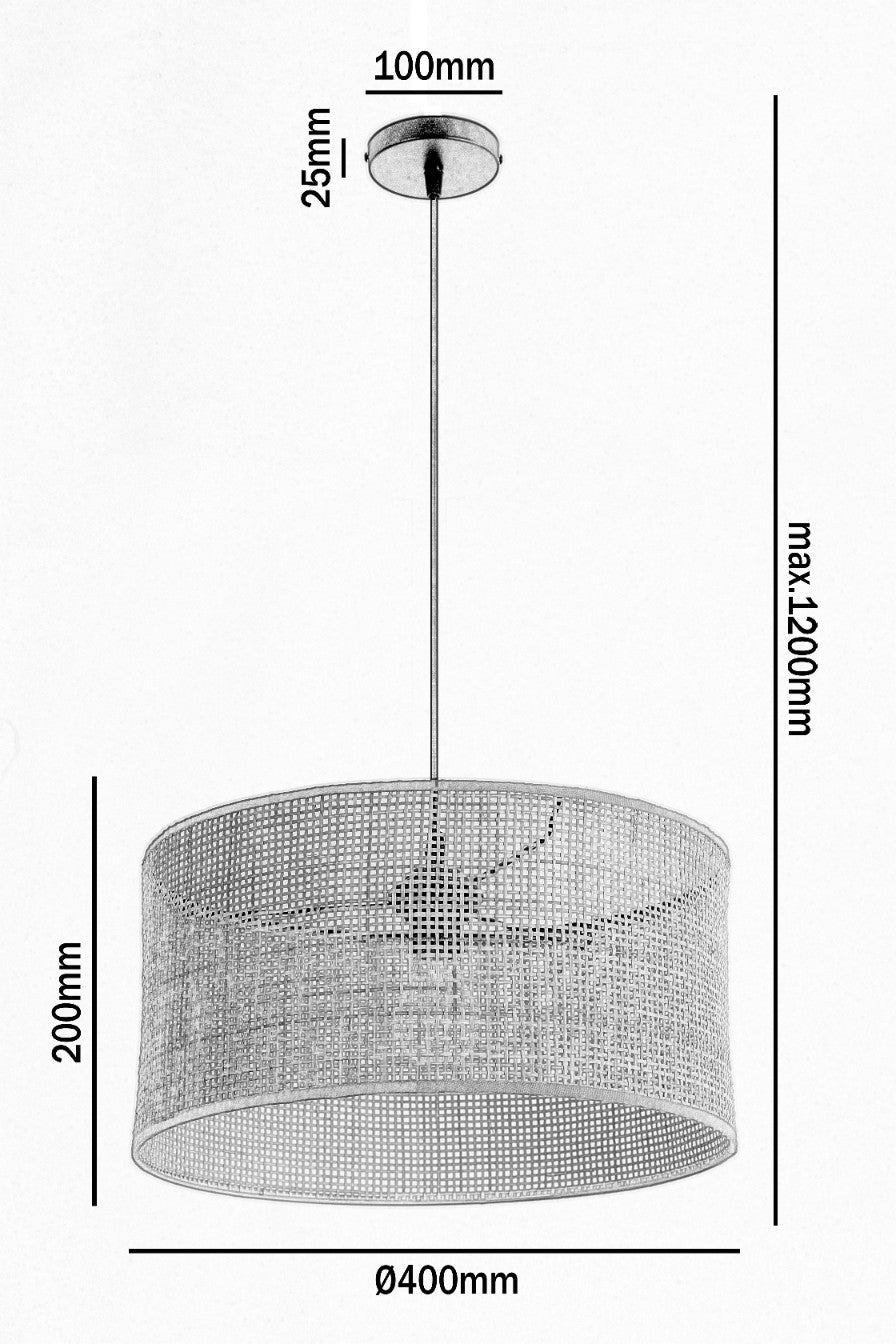 Rattanowa Lampa Wisząca RENNI N sufitowa Naturalna Abażur 40cm STYL BOHO - LAITICA