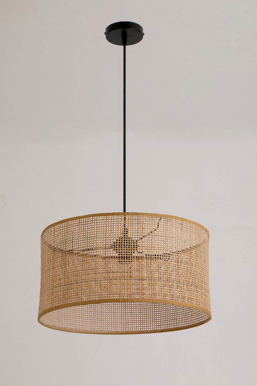Rattanowa Lampa Wisząca RENNI N sufitowa Naturalna Abażur 40cm STYL BOHO - LAITICA