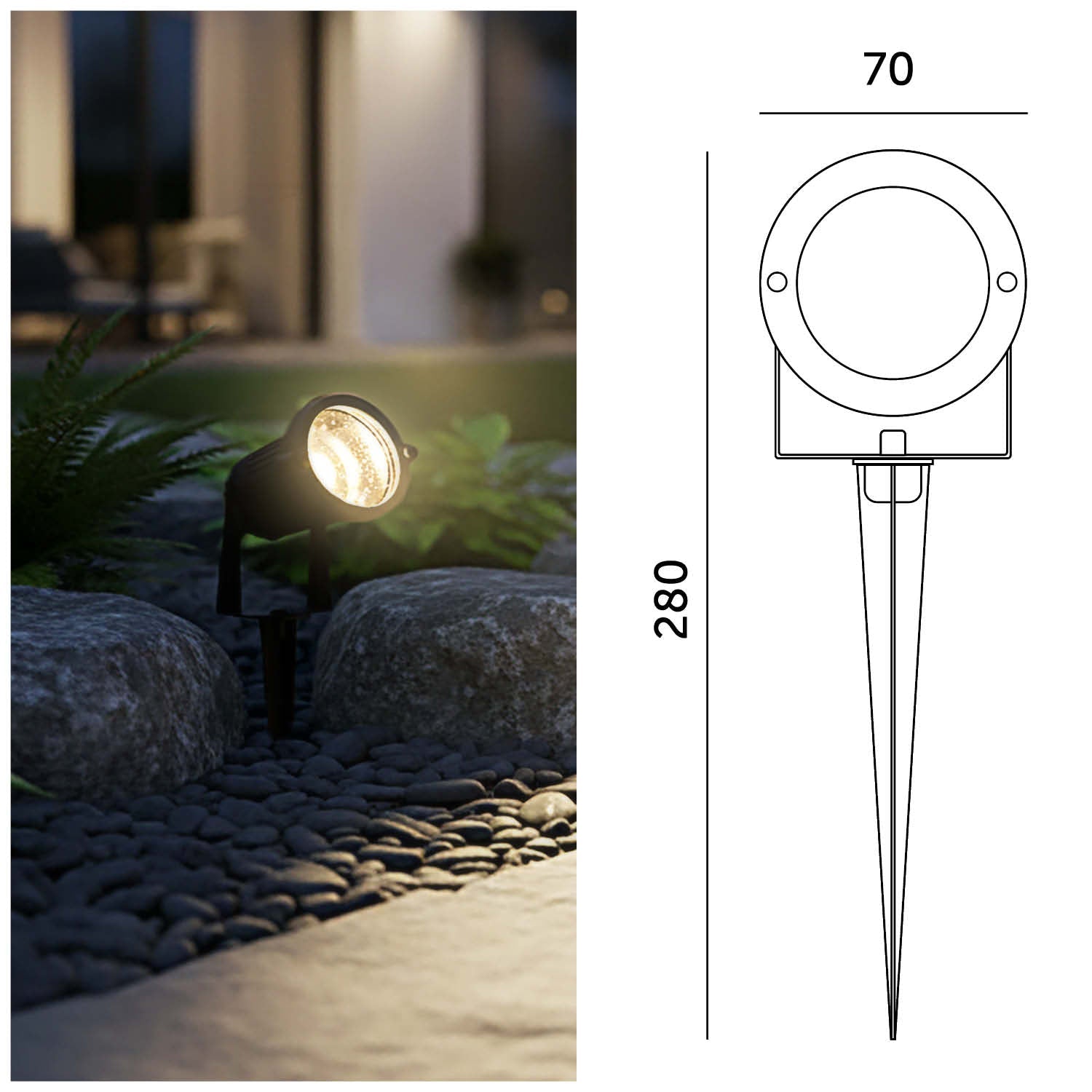 Reflektor LED do Ogrodu 5W 3000K IP65 Lampa Ogrodowa Zewnętrzna - LAITICA