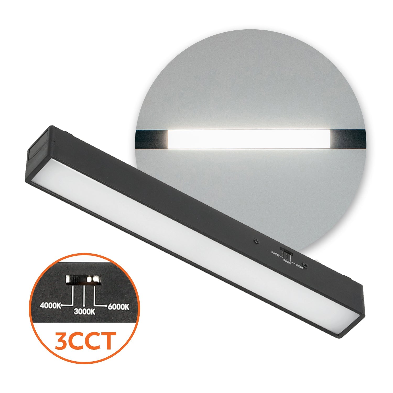 Reflektor szynowy LED 10W 3CCT do szyn magnetycznych natynkowych czarny