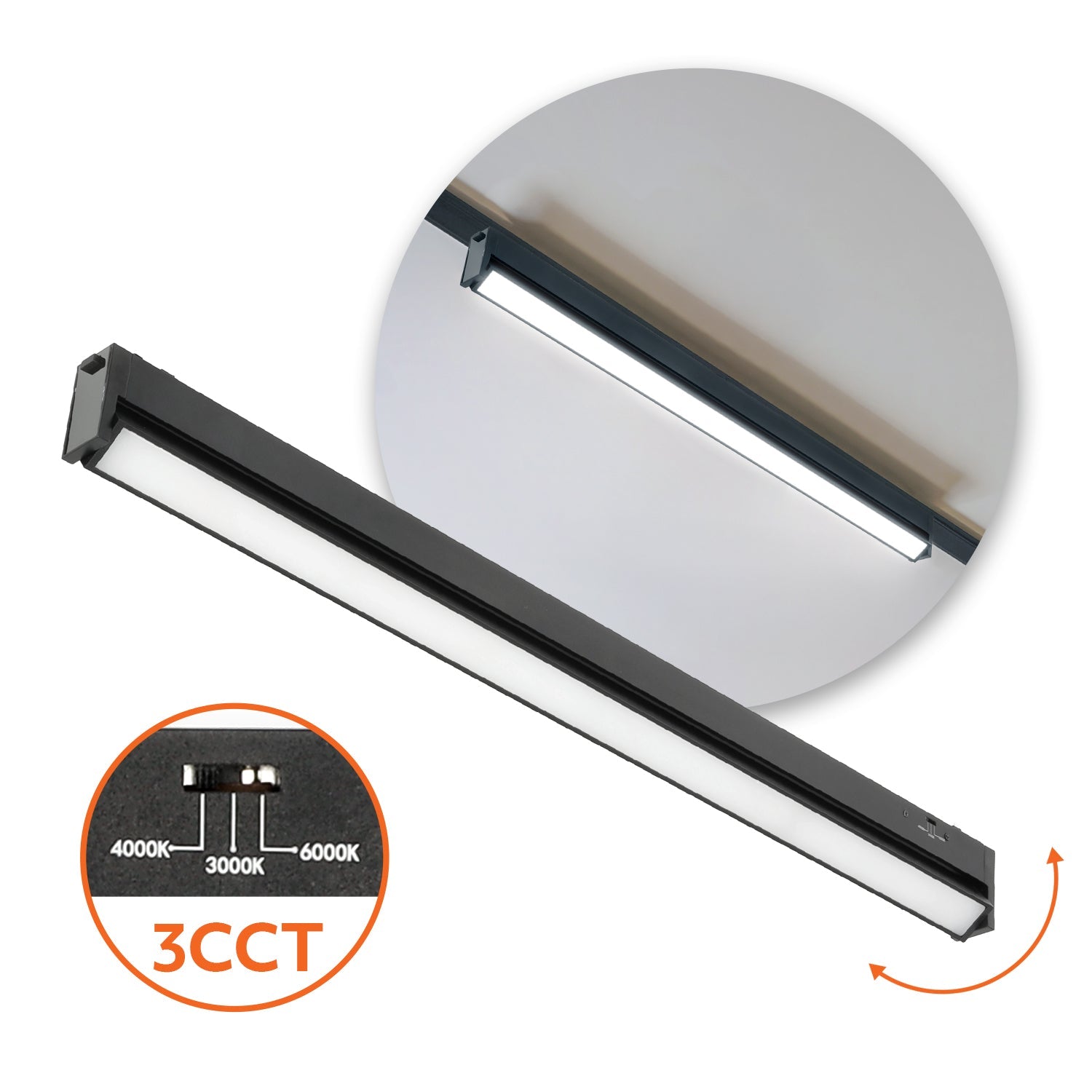Reflektor magnetyczny LED 20W 3CCT do szyny magnetycznej natynkowej – czarny - LAITICA