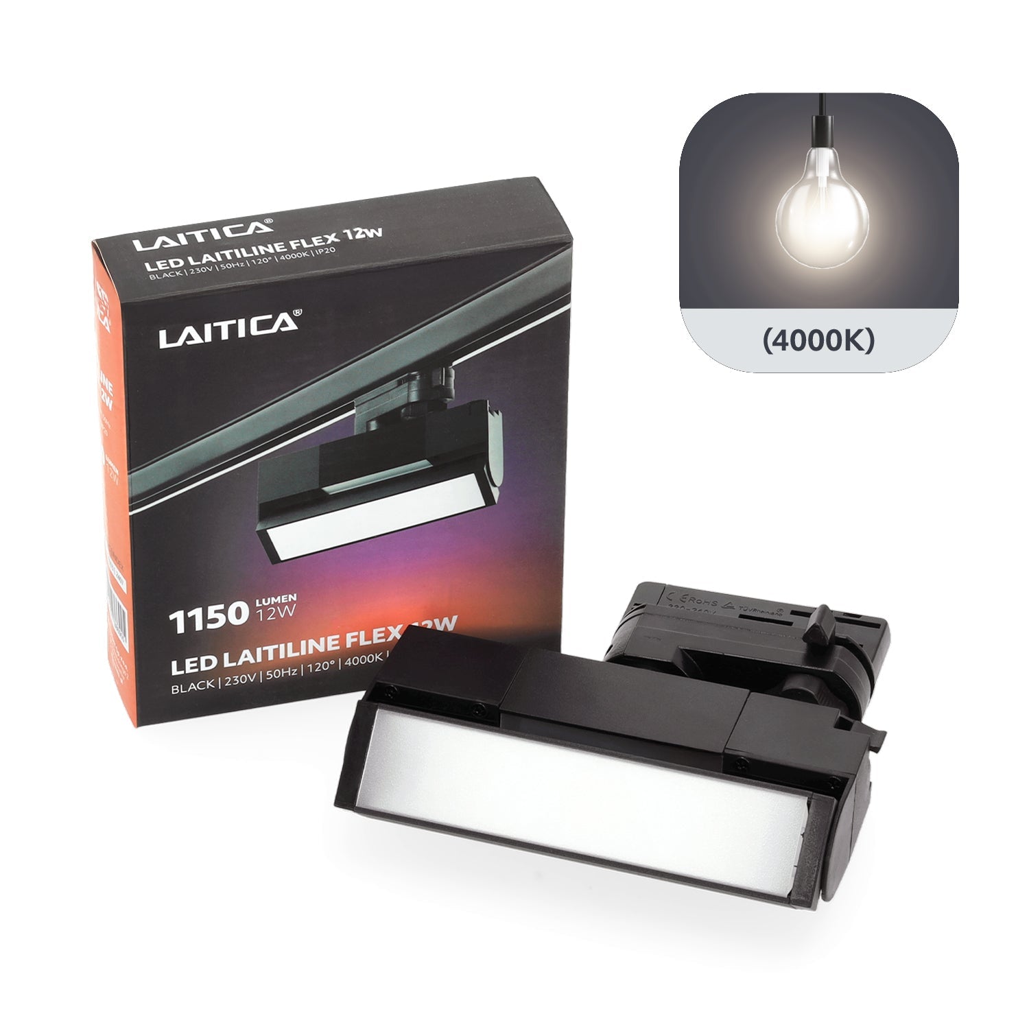 Reflektor szynowy LAITILINE FLEX 12W 4000K Lampa na Szynoprzewód - LAITICA