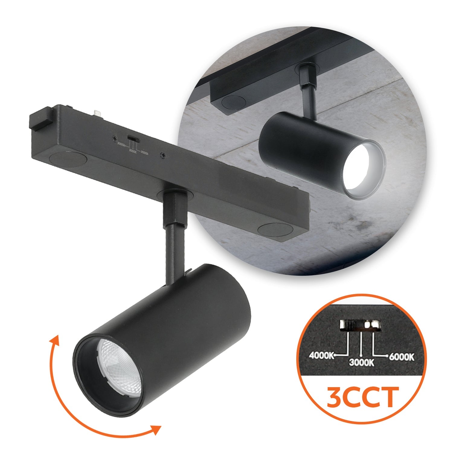 Reflektor Szynowy Magnetyczny LED 10W 3CCT Czarny - LAITICA