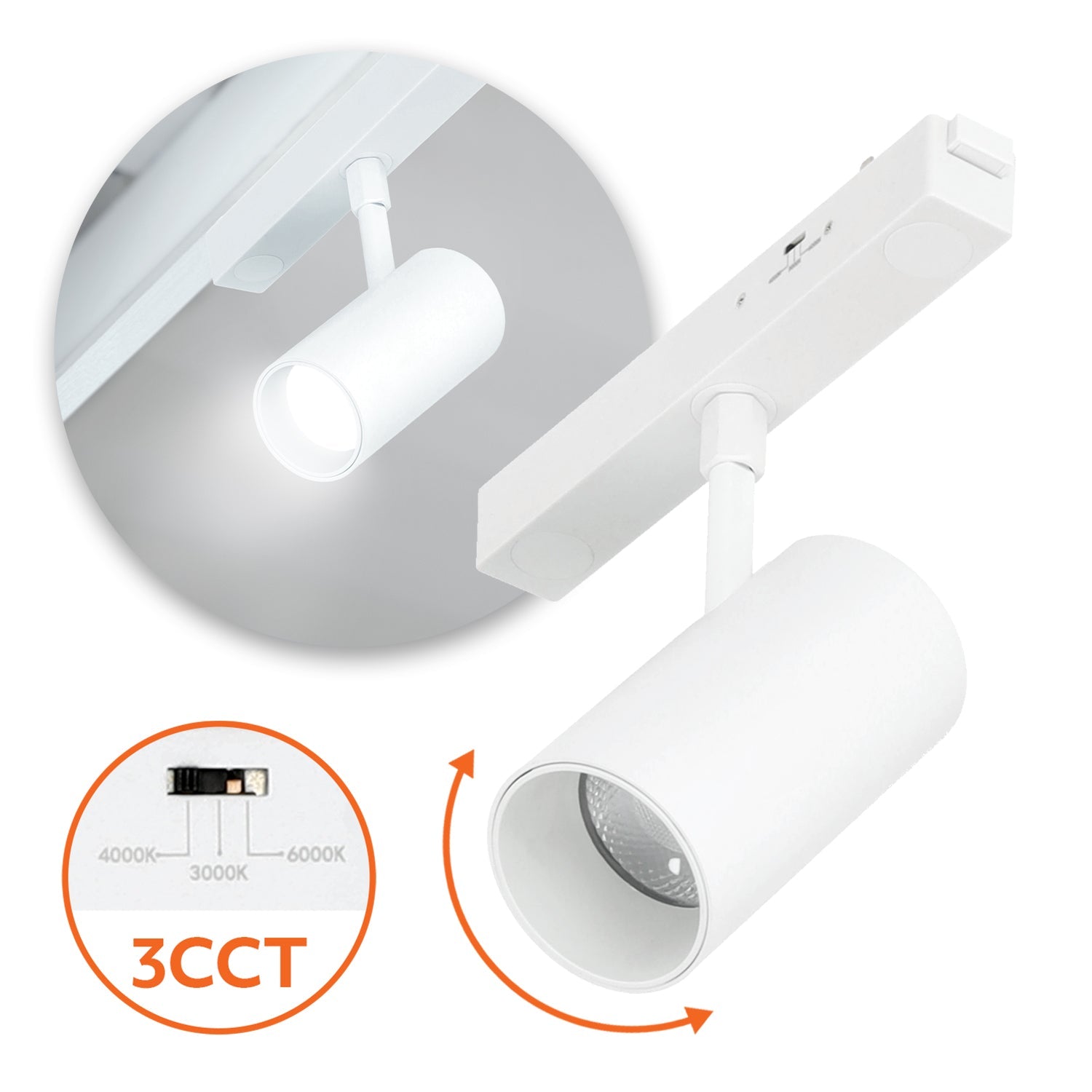 Reflektor Szynowy Magnetyczny LED 20W 3CCT Biały - LAITICA