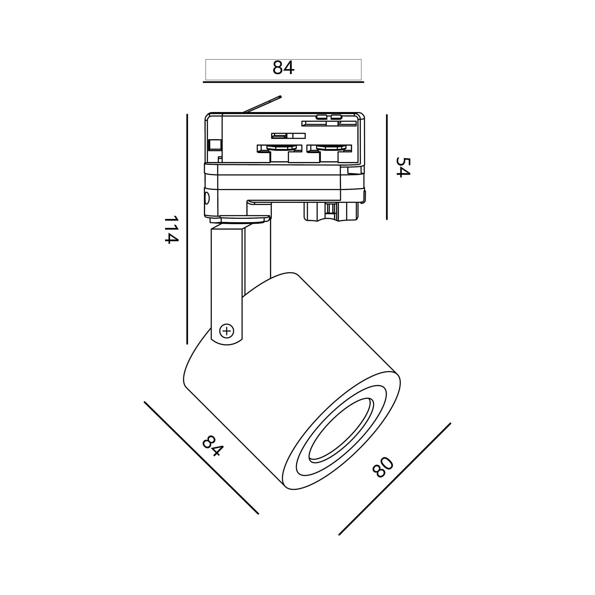 Reflektor Szynowy Spot Czarny Oprawa GU10 do Systemu Szynowego Regulowana - LAITICA