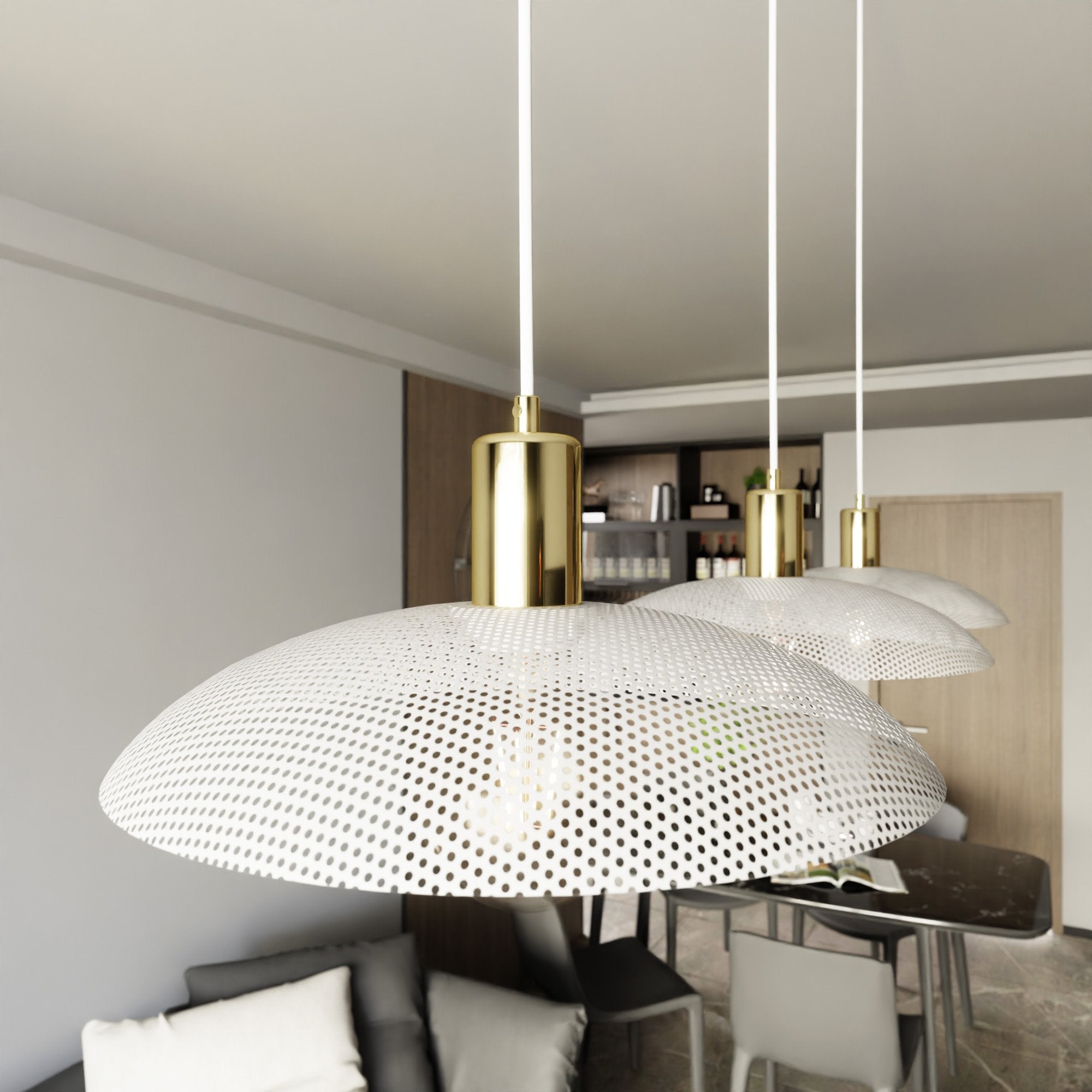 Regulowana lampa sufitowa NELI BIAŁA 3 klosze E27 lampa wisząca - LAITICA