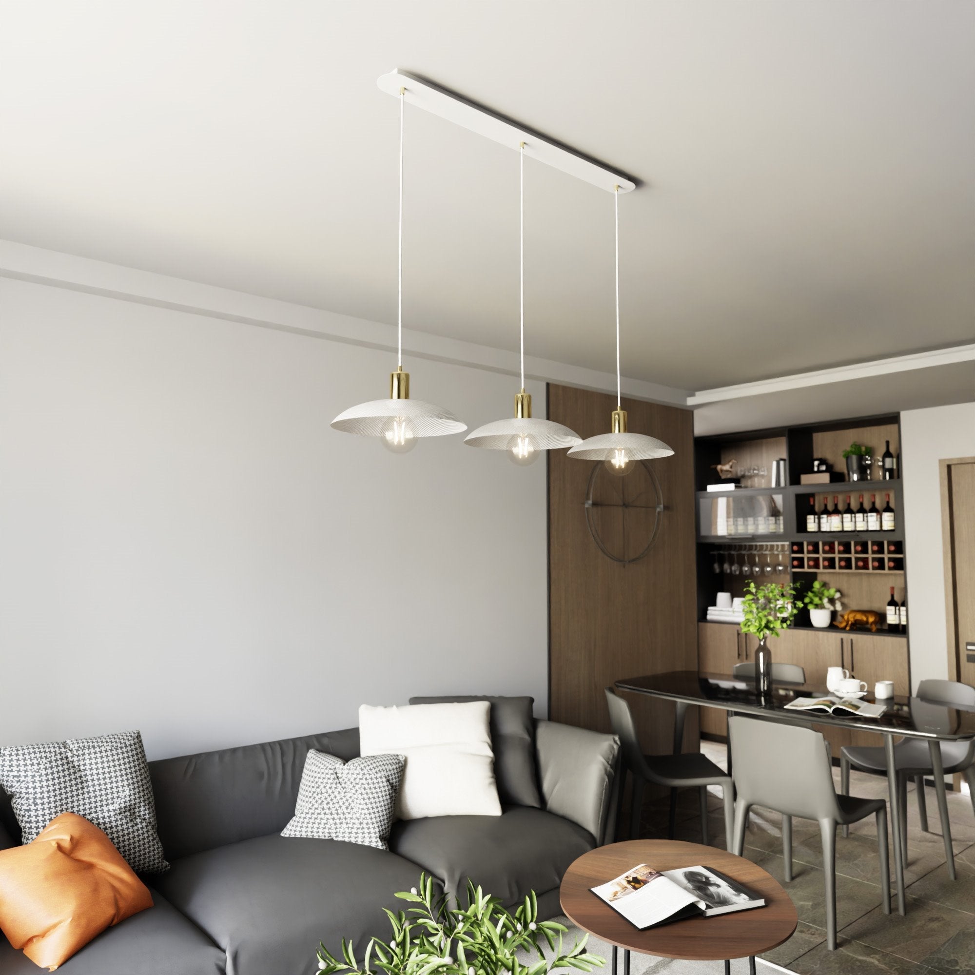 Regulowana lampa sufitowa NELI BIAŁA 3 klosze E27 lampa wisząca - LAITICA