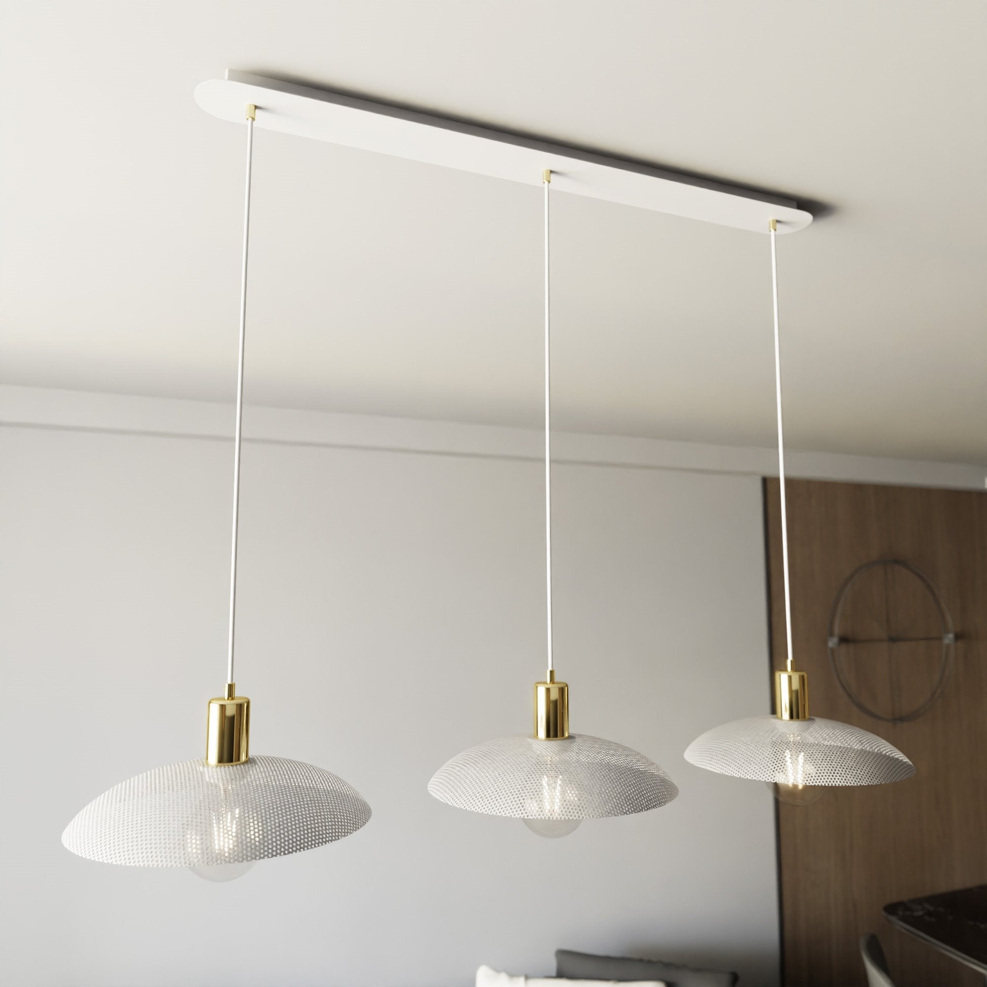 Regulowana lampa sufitowa NELI BIAŁA 3 klosze E27 lampa wisząca - LAITICA