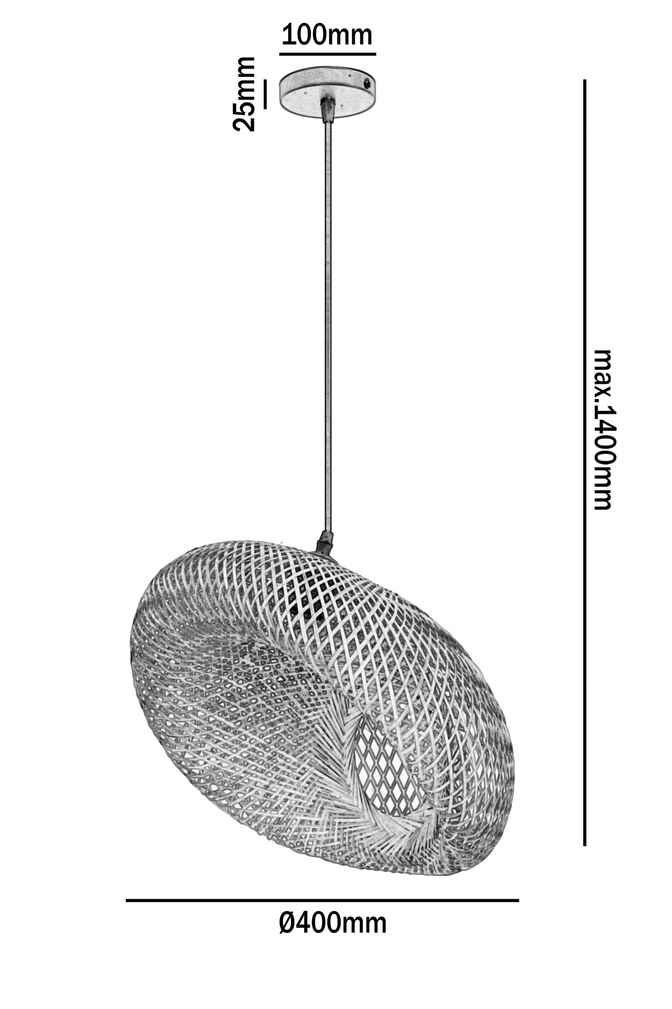 Stylowa Lampa Wisząca BEMIDI S boho mała Pleciona KLOSZ BAMBUSOWY - LAITICA