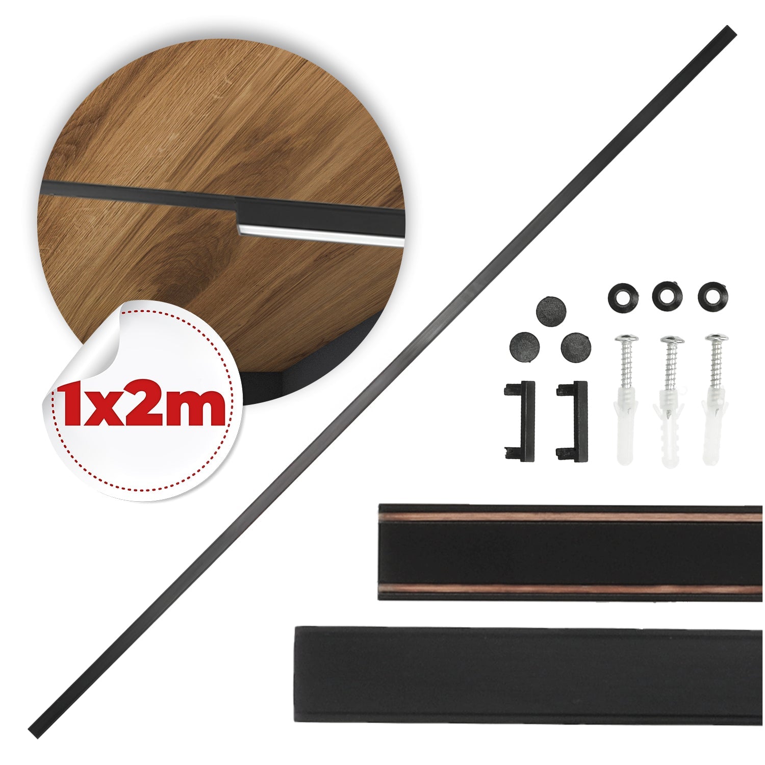 Szyna magnetyczna jednofazowa 2m – system oświetlenia magnetycznego 48V czarna - LAITICA