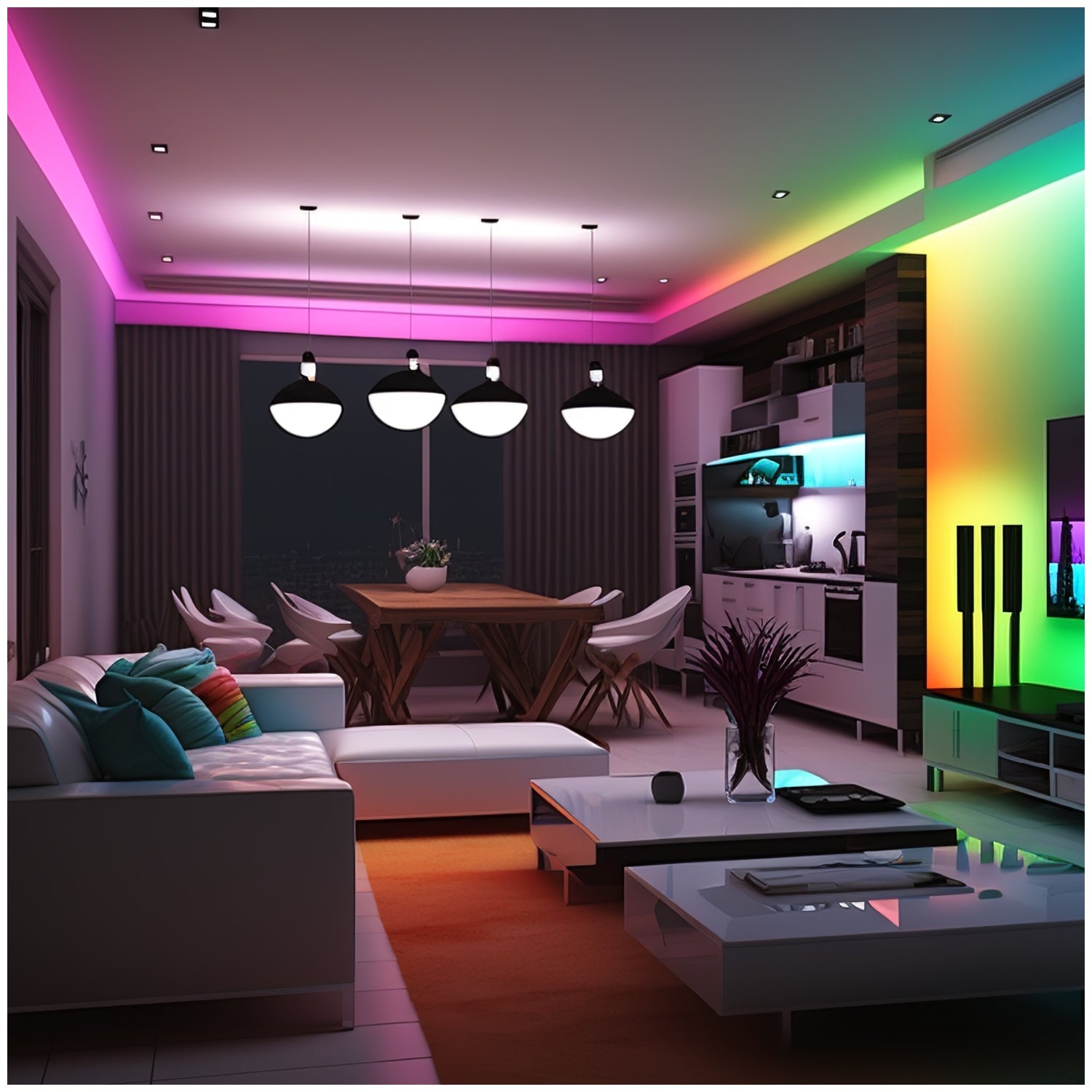 Taśma LED 15M RGB Kolorowa SMART HOME Aplikacja Miganie w Rytm Muzyki PILOT - LAITICA