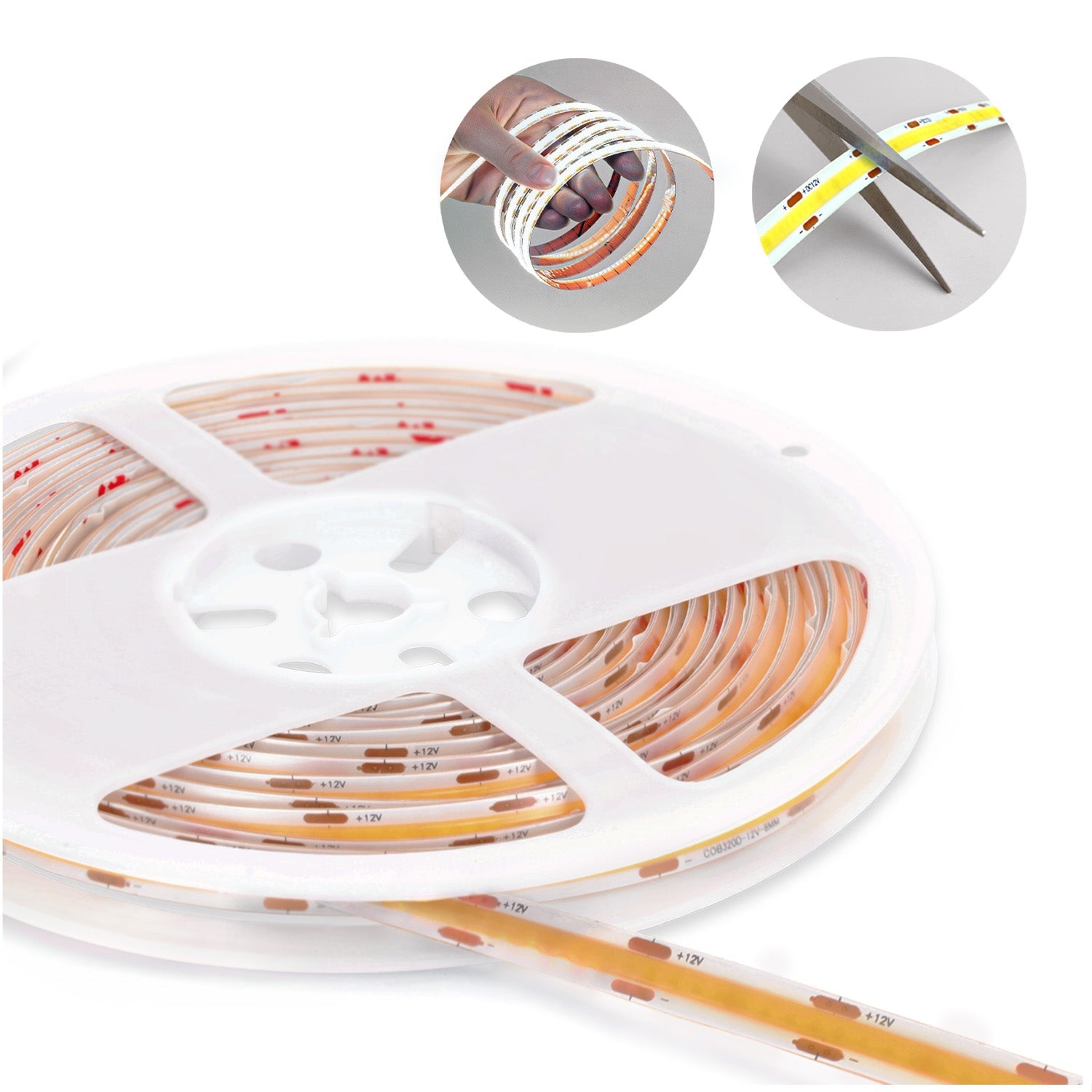 Taśma LED TIRA 12V barwa biała zimna 320 diod COB 5m IP20 możliwość cięcia - LAITICA