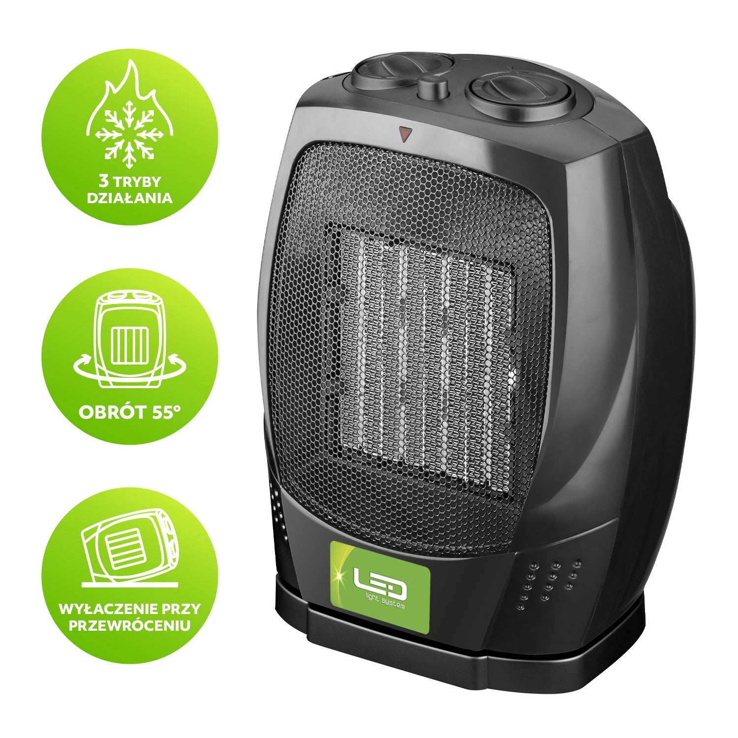 Termowentylator ceramiczny 1500W z termostatem i oscylacją | Elektryczna farelka przenośna - LAITICA