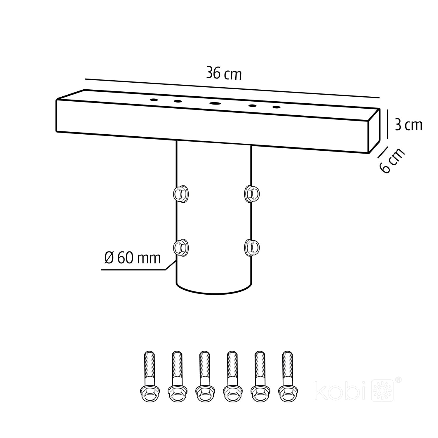 Uchwyt montażowy BASE TP 360mm Fi 60mm - LAITICA