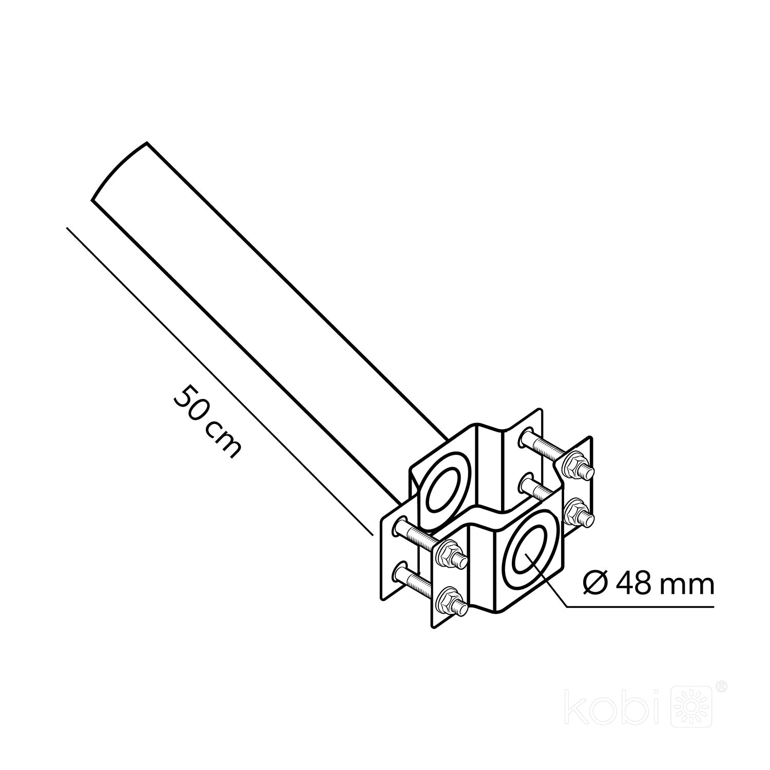 Uchwyt Ścienny BASE SE 500mm Fi 48mm - LAITICA