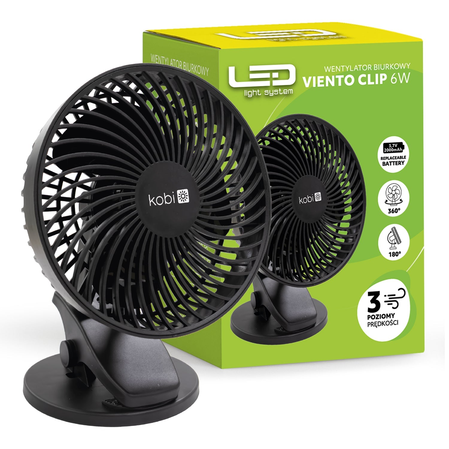 Wentylator biurkowy VIENTO CLIP czarny - LAITICA