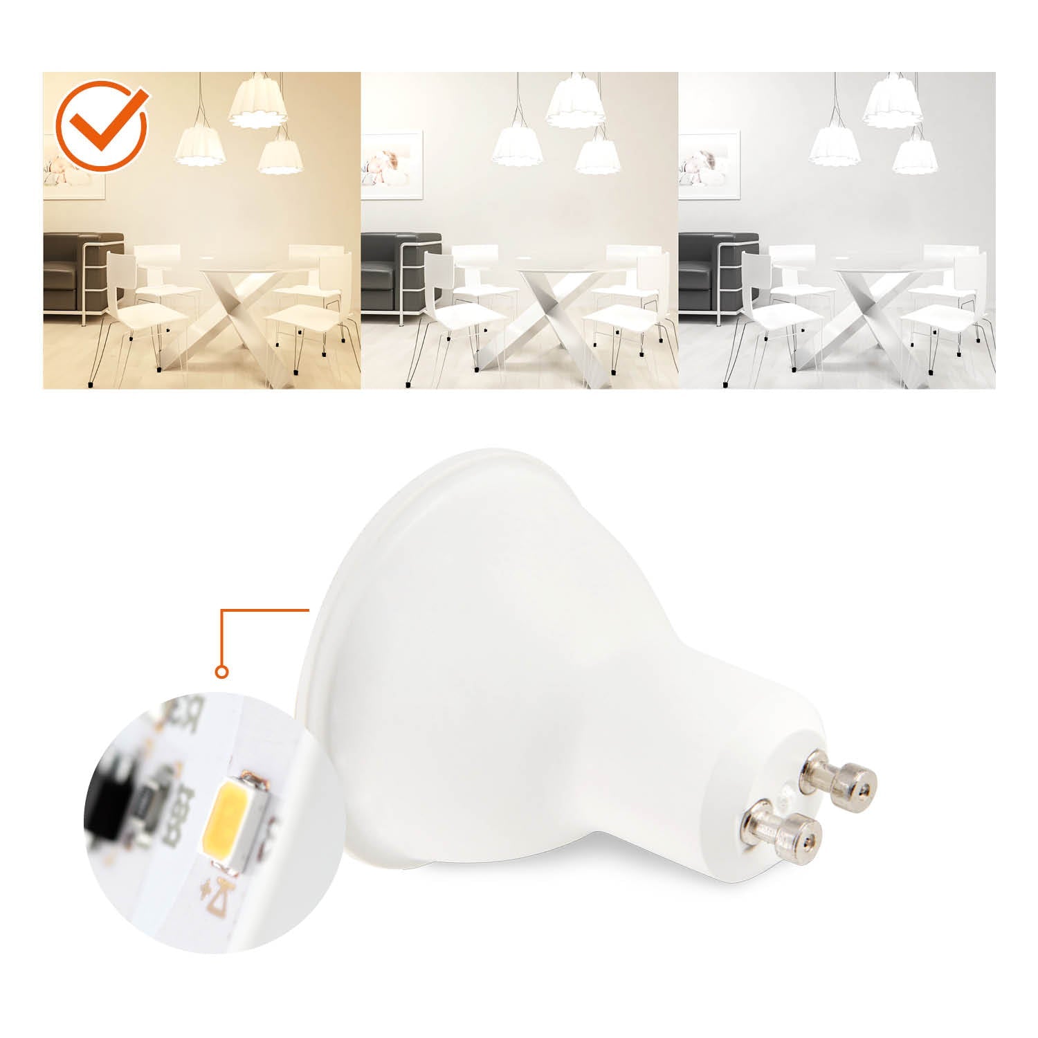Żarówka LED GU10 7W barwa ciepłobiała 600lm - LAITICA