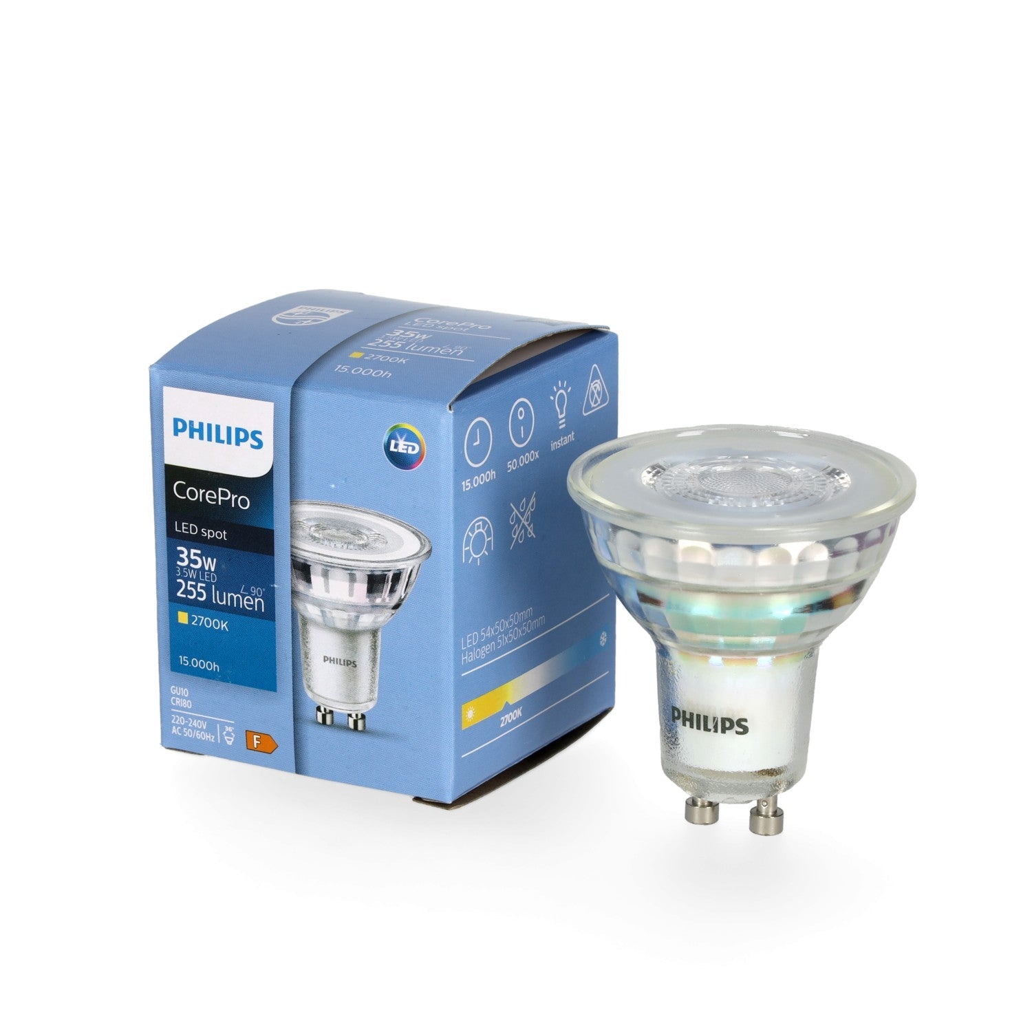 Żarówka LED PHILIPS GU10 barwa ciepła 2700K 3,5W - LAITICA