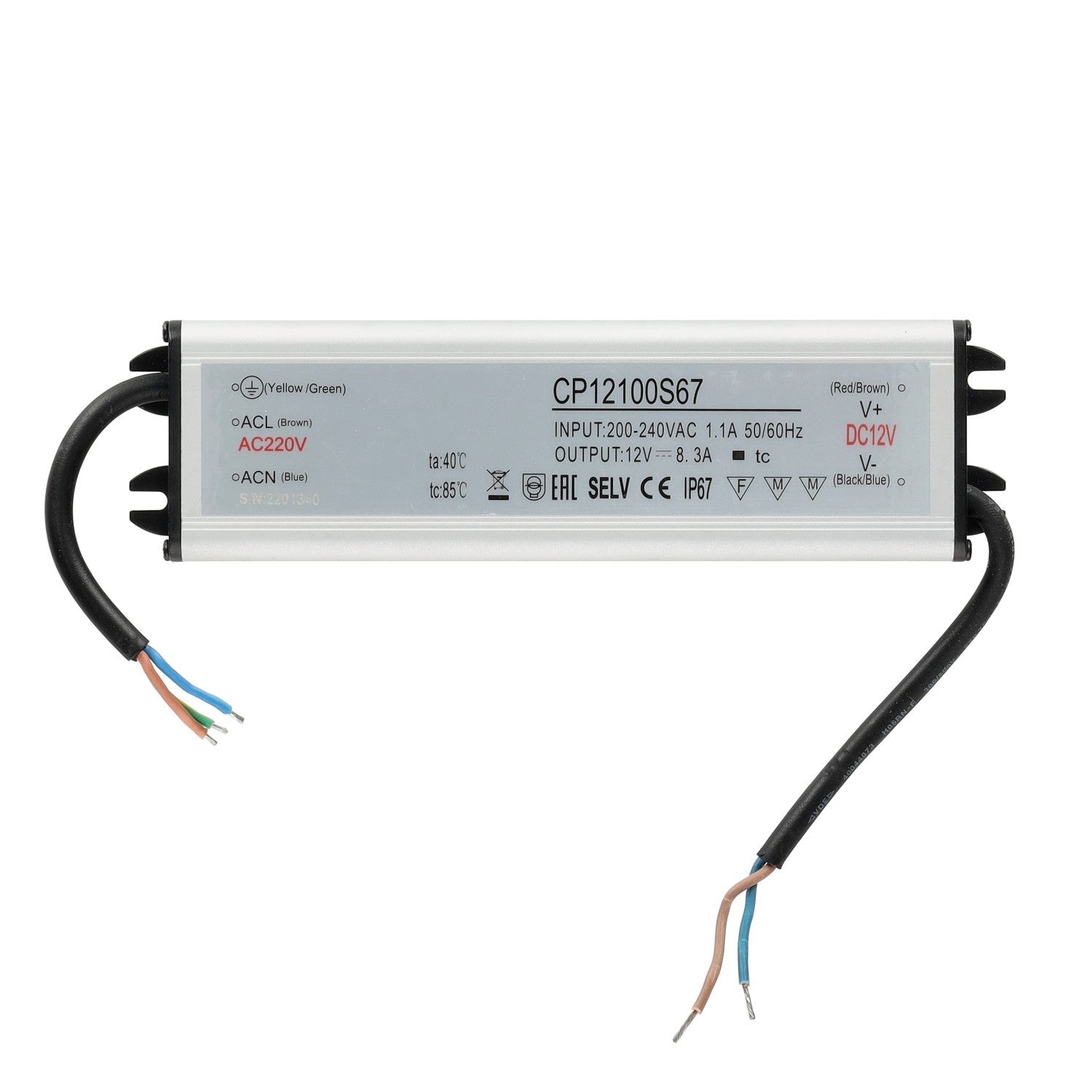 Zasilacz LED instalacyjny TAŚMY LED 12V 100W 8,3A IP67 - LAITICA