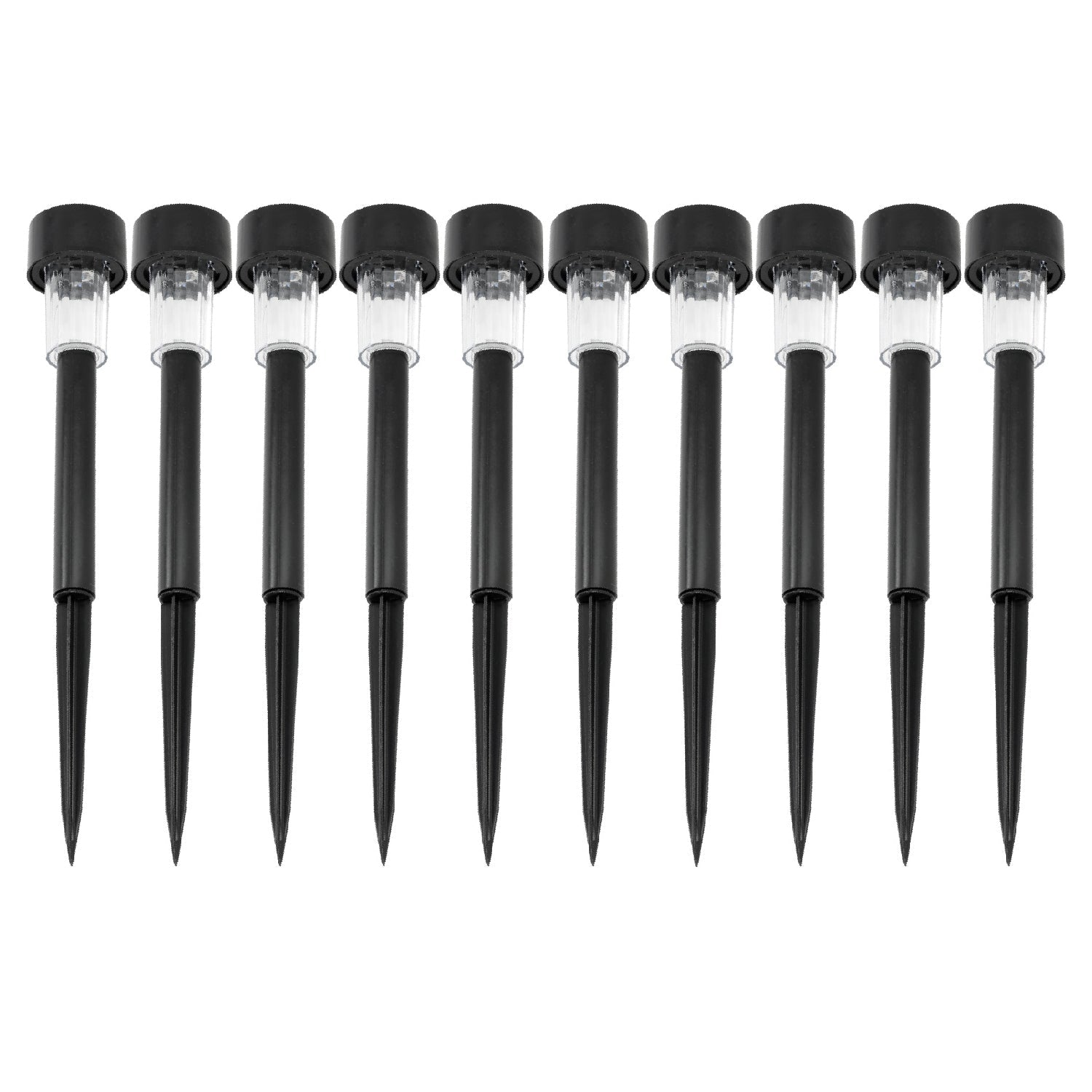 Zestaw 10 szt. solarna lampa wbijana CALLA czarna OGRODOWA barwa zimna 31cm - LAITICA