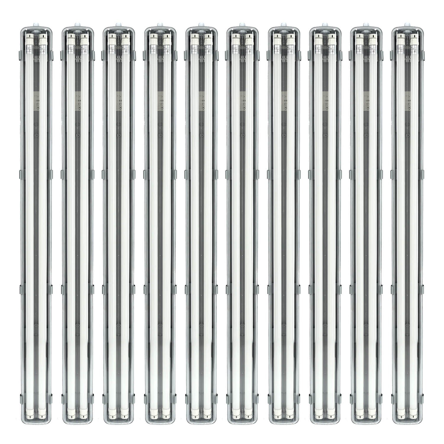 Zestaw 10x oprawa hermetyczna AQUA M 2x120 + 20x LED T8 18W neutralna biała - LAITICA