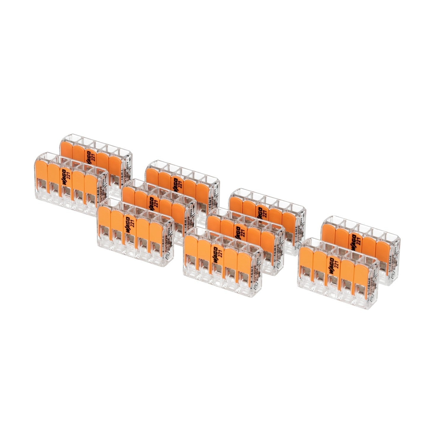 ZESTAW 10x Szybkozłączki WAGO 5 gniazd 0,14 - 4mm 221 - 415 złączka zaciskowa - LAITICA