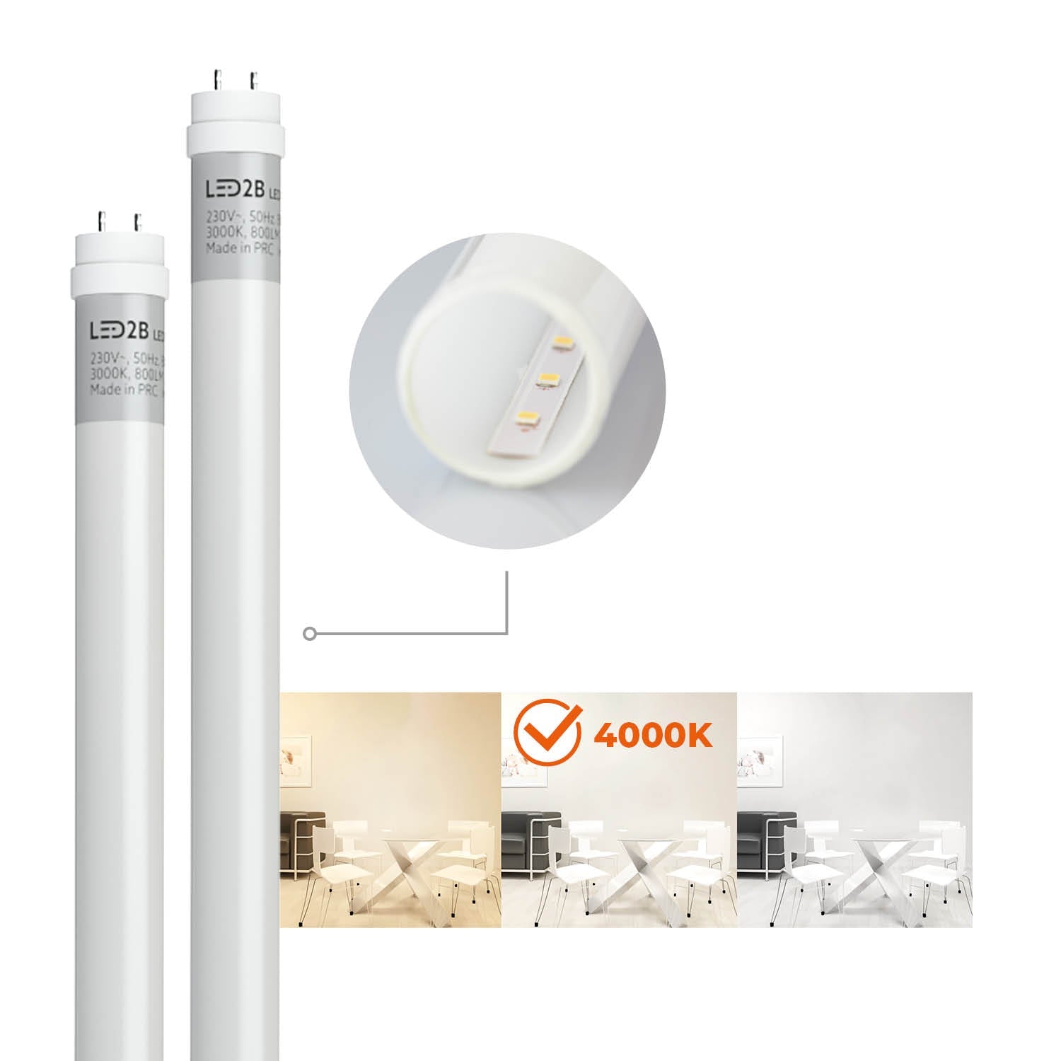 Zestaw 4x oprawa hermetyczna AQUA M 2x120 + 8x LED T8 18W neutralna biała - LAITICA