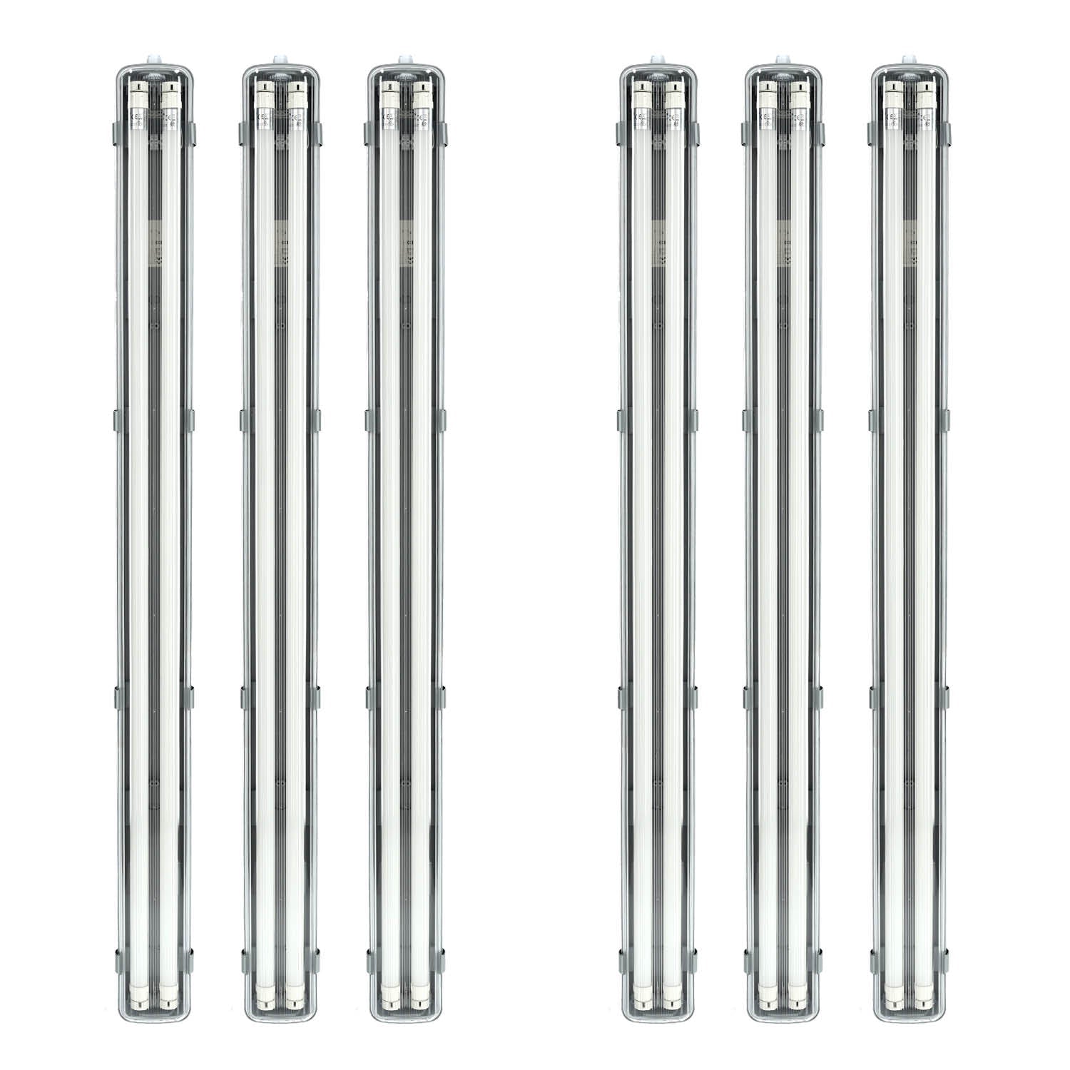 Zestaw 6x oprawa hermetyczna AQUA M 2x120 + 12x LED T8 18W zimnobiała - LAITICA