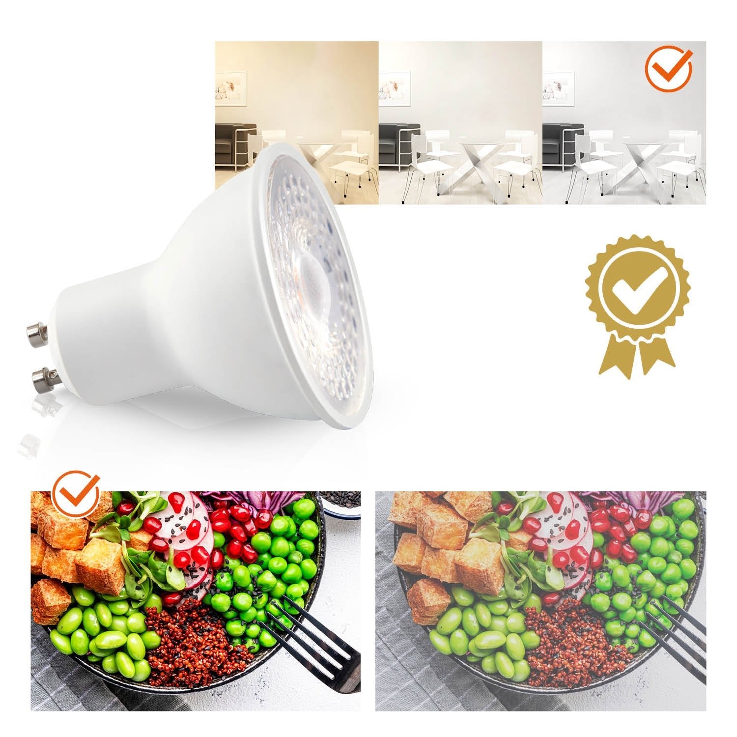Zestaw 6x ruchoma oprawa halogenowa LUMO9 + LED GU10 5W premium zimnobiała - LAITICA