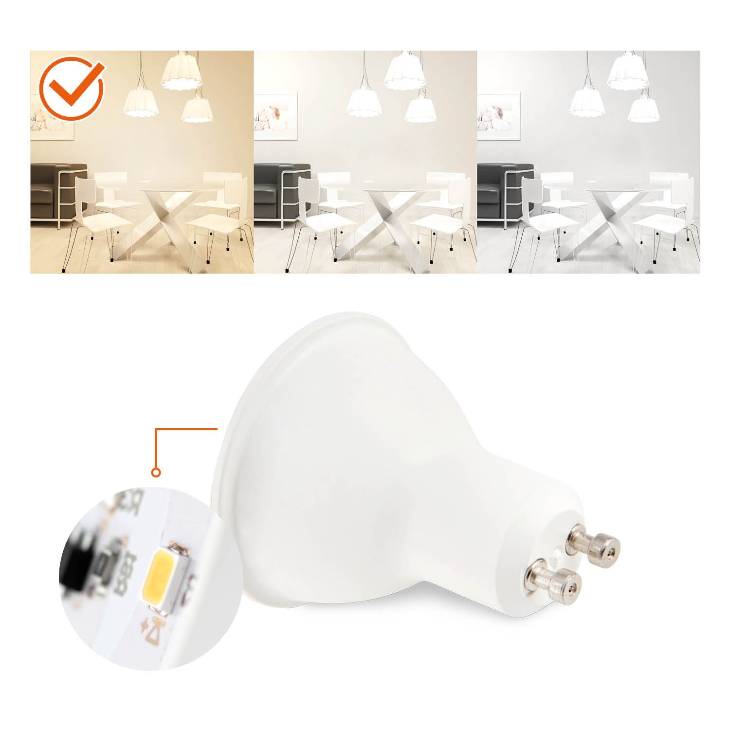 Zestaw 6x żarówka premium LED GU10 5W barwa ciepłobiała - LAITICA