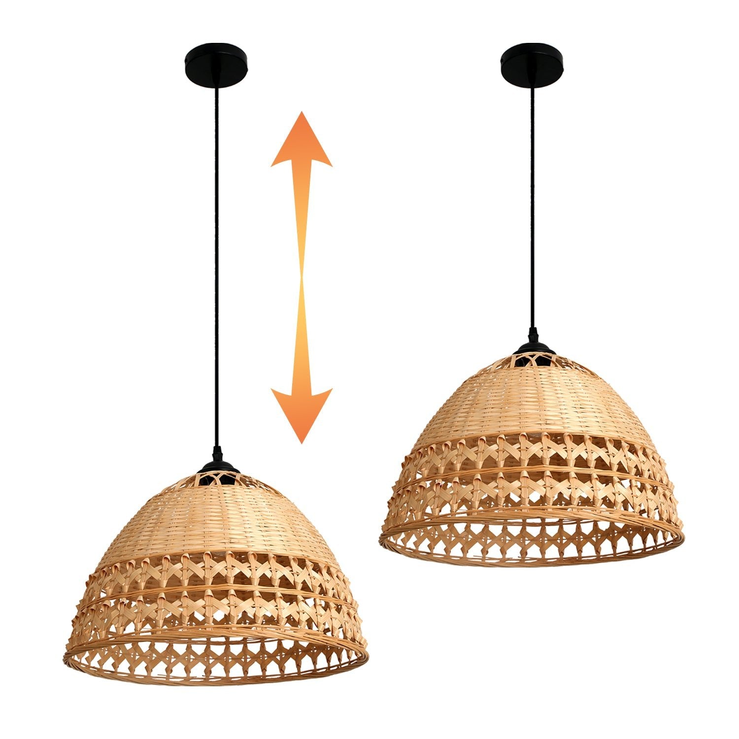 Zestaw Bambusowa Lampa Wisząca Pleciona Boho + Żarówka 7W E27 Barwa Ciepła - LAITICA