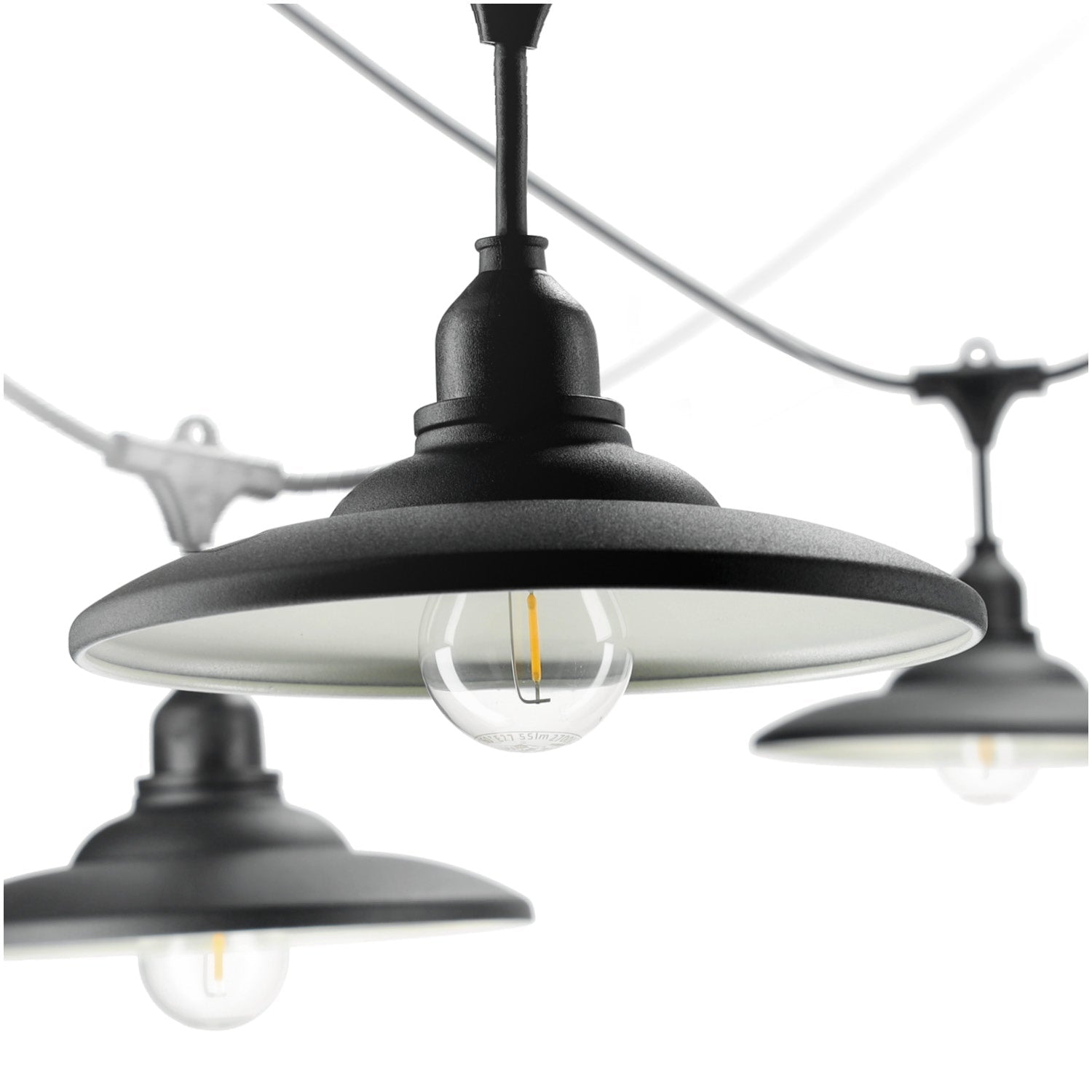 ZESTAW CRETE 2x Girlanda ogrodowa 5m + kabel 10m + 10x klosz czarny M2 +LED - LAITICA