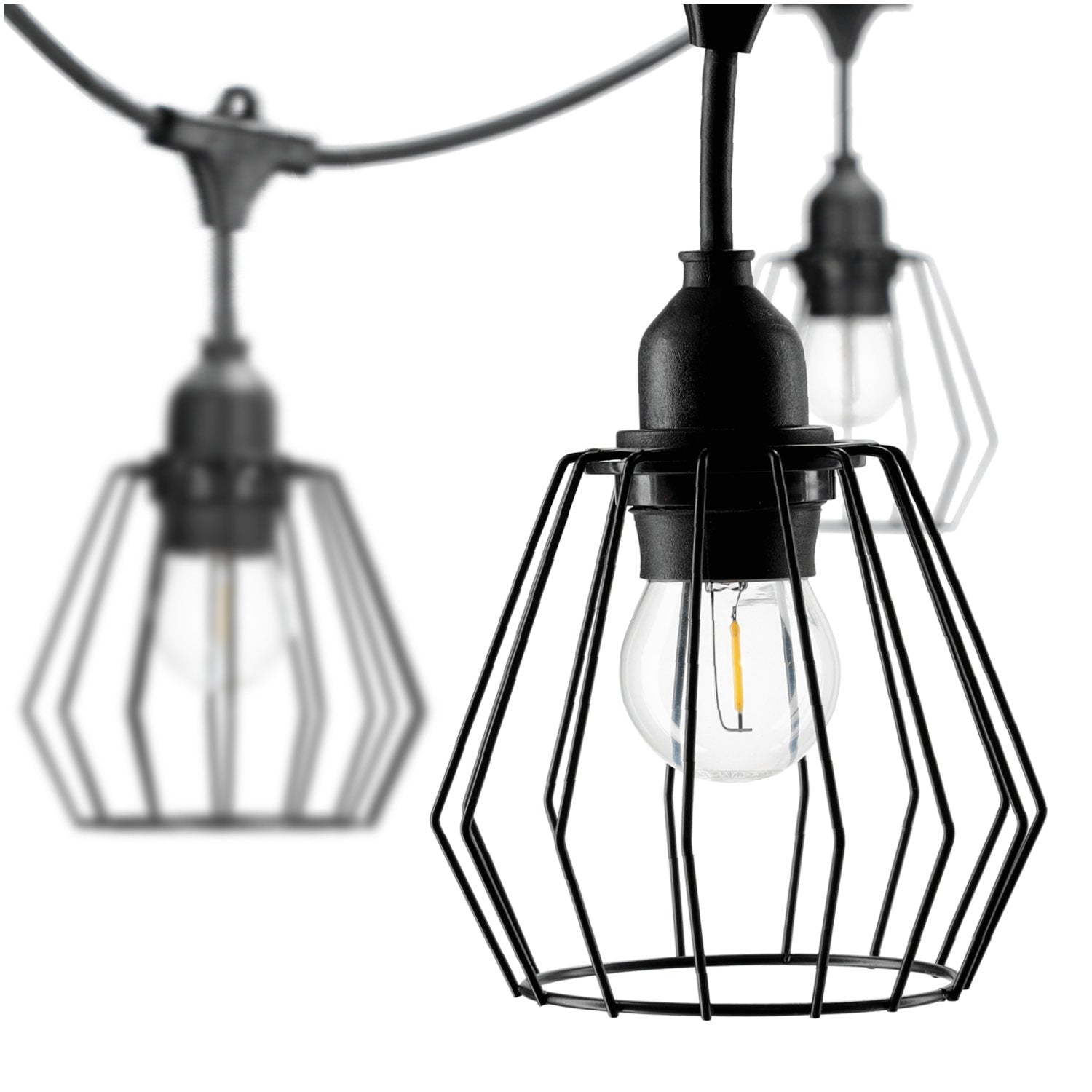 ZESTAW CRETE Girlanda ogrodowa 10m + kabel 10m + 10x klosz czarny D1 - LAITICA