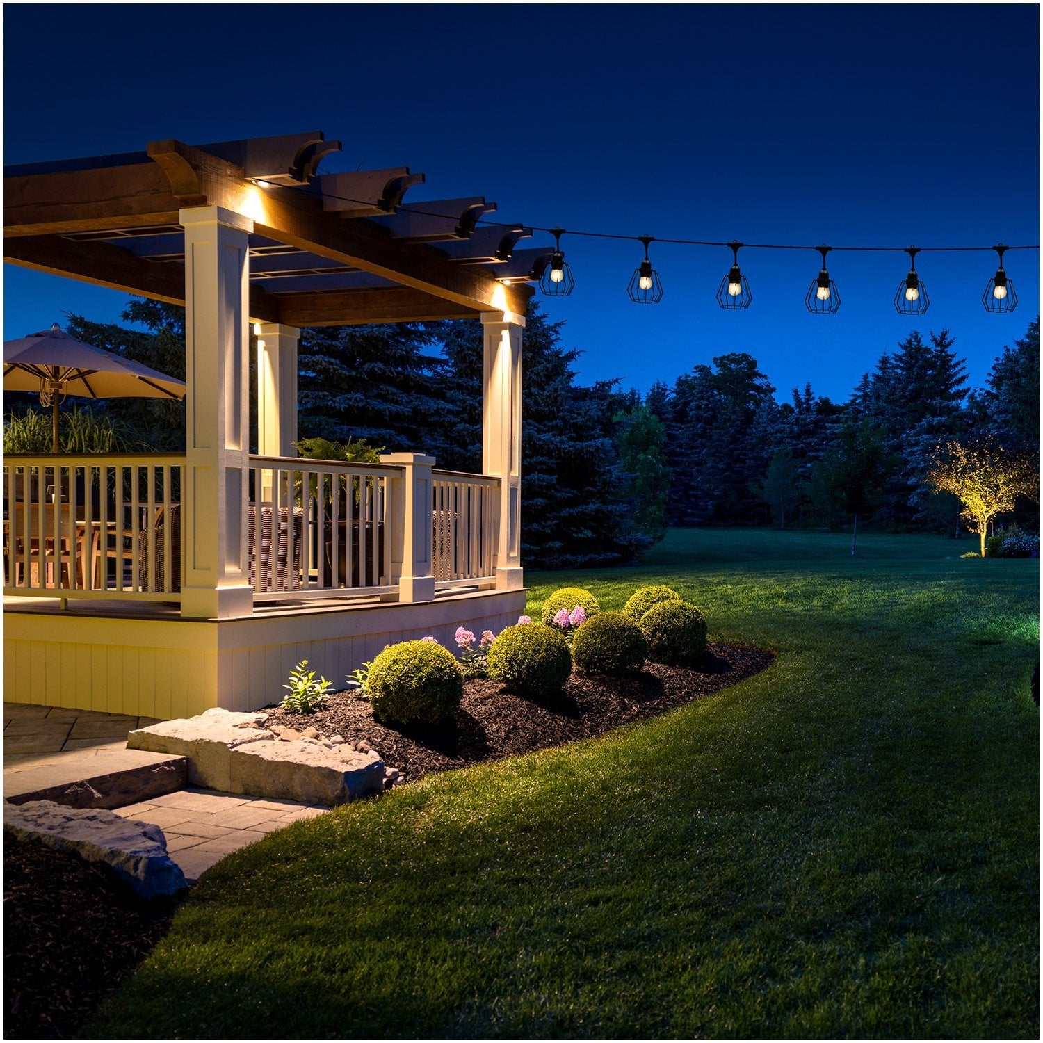 ZESTAW CRETE Girlanda ogrodowa 10m + kabel 10m + 10x klosz czarny D1 +LED - LAITICA