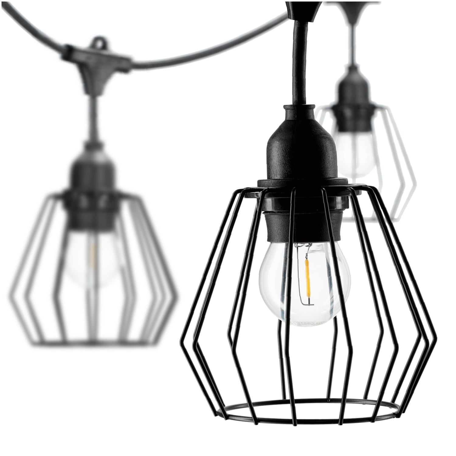 ZESTAW CRETE Girlanda ogrodowa 20m + kabel 5m + 20x klosz czarny D1 - LAITICA