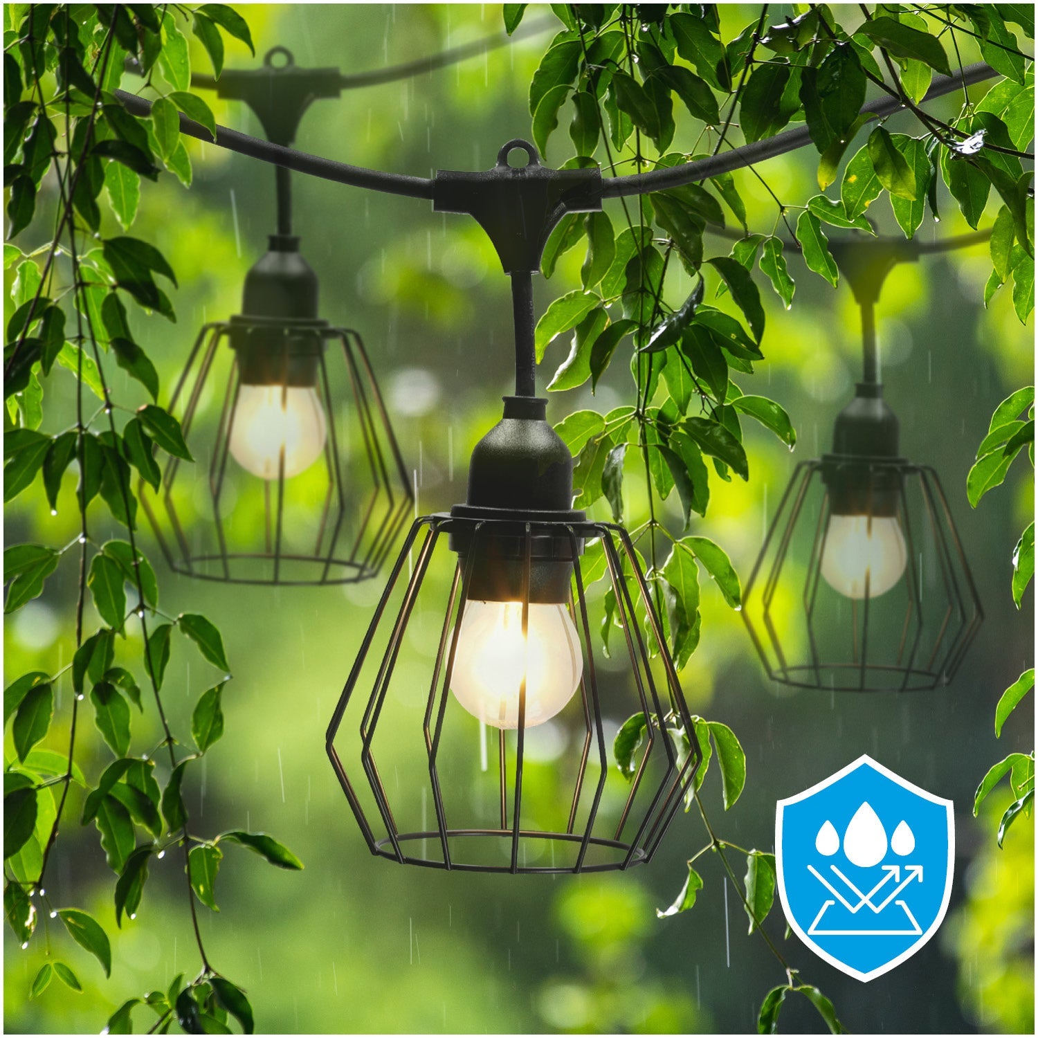 ZESTAW CRETE Girlanda ogrodowa 5m + kabel 5m + 5x klosz czarny D1 + żarówki - LAITICA