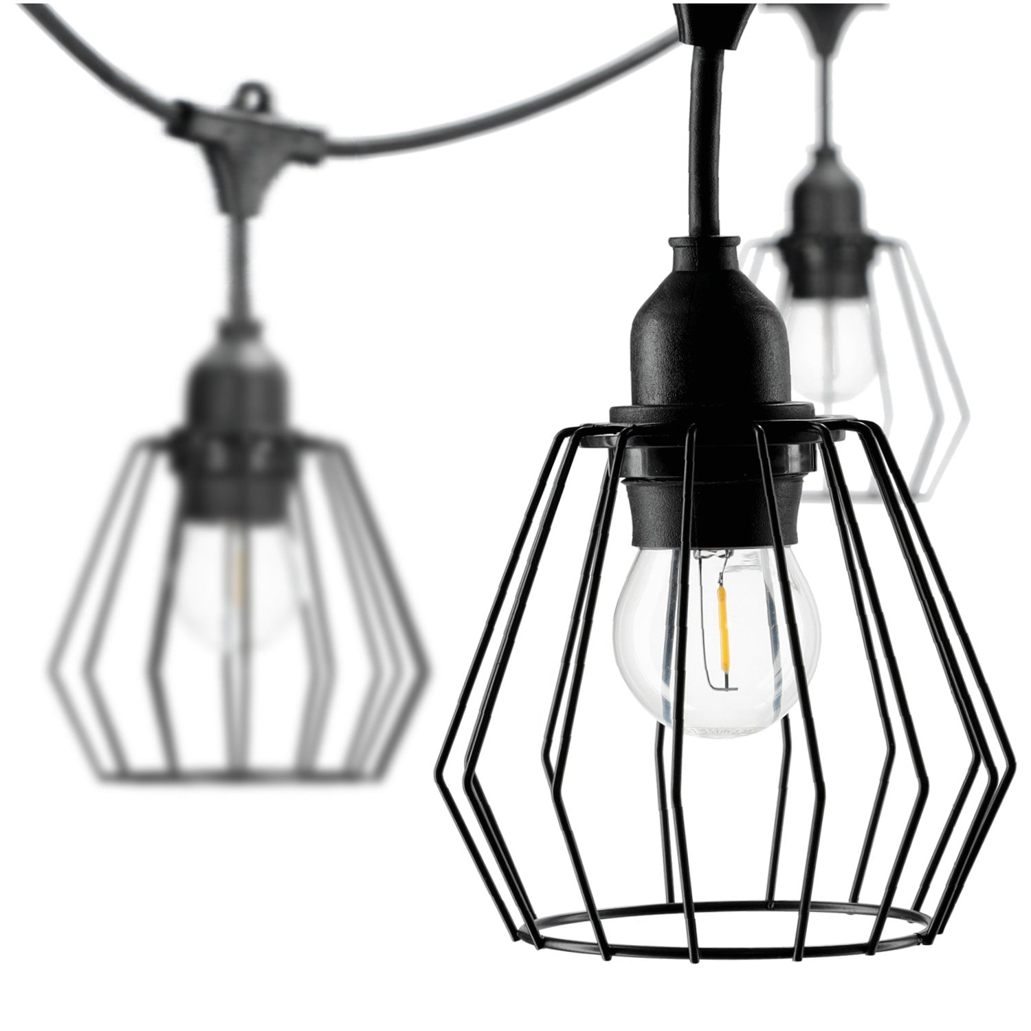 ZESTAW CRETE Girlanda ogrodowa 5m + kabel 5m + 5x klosz czarny D1 + żarówki - LAITICA