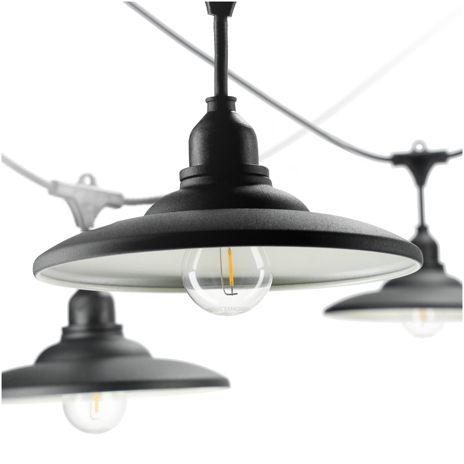 ZESTAW CRETE Girlanda ogrodowa 5m + kabel 5m + 5x klosz czarny M2 - LAITICA