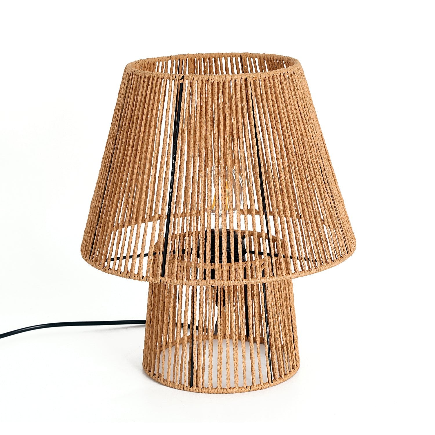 Zestaw Lampa Boho Stołowa Sznur i Metal Nocna + Żarówka 7W E27 Barwa Ciepła - LAITICA