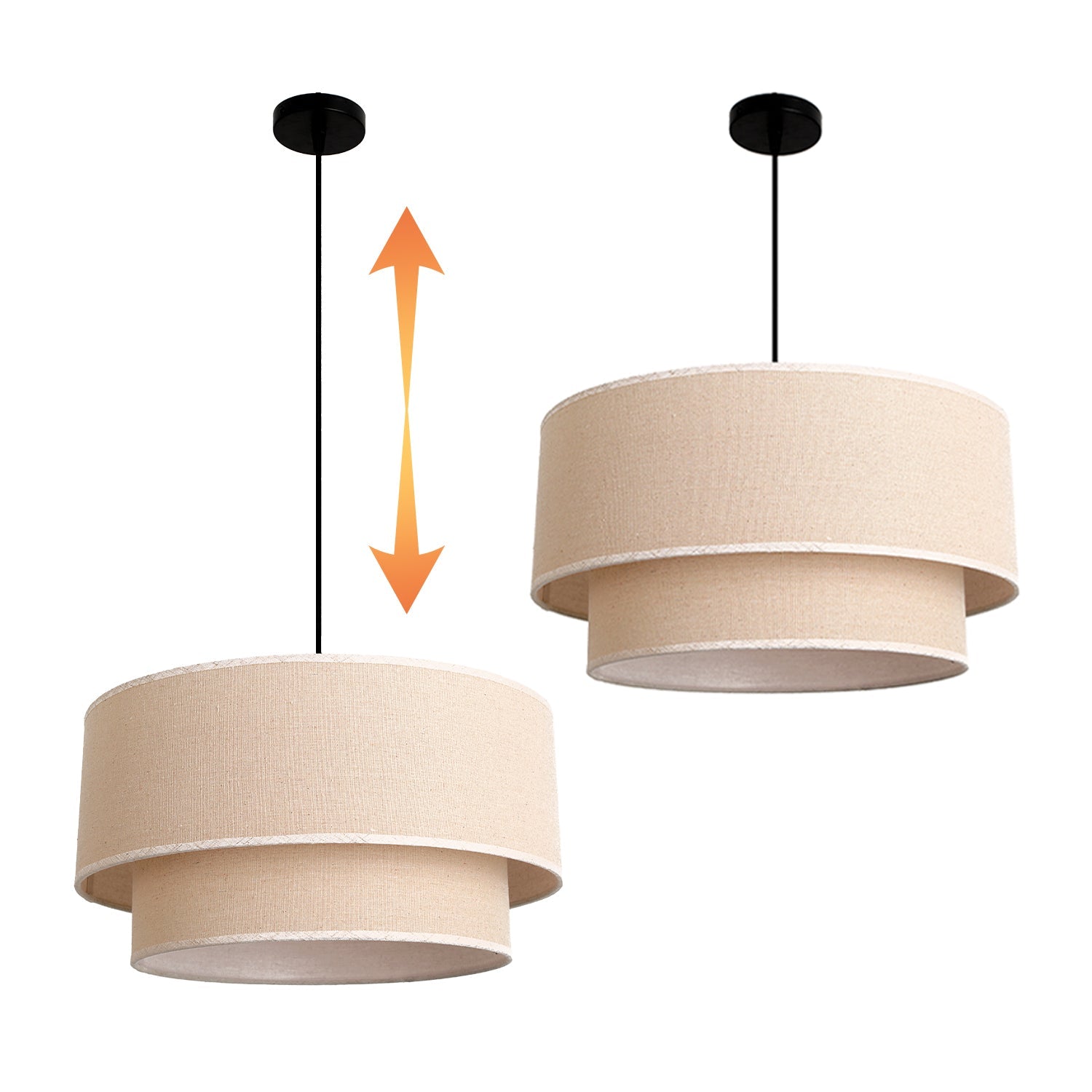 Zestaw Lampa Wisząca Boho Klosz z Tkaniny + Żarówka 7W E27 Barwa Ciepła - LAITICA