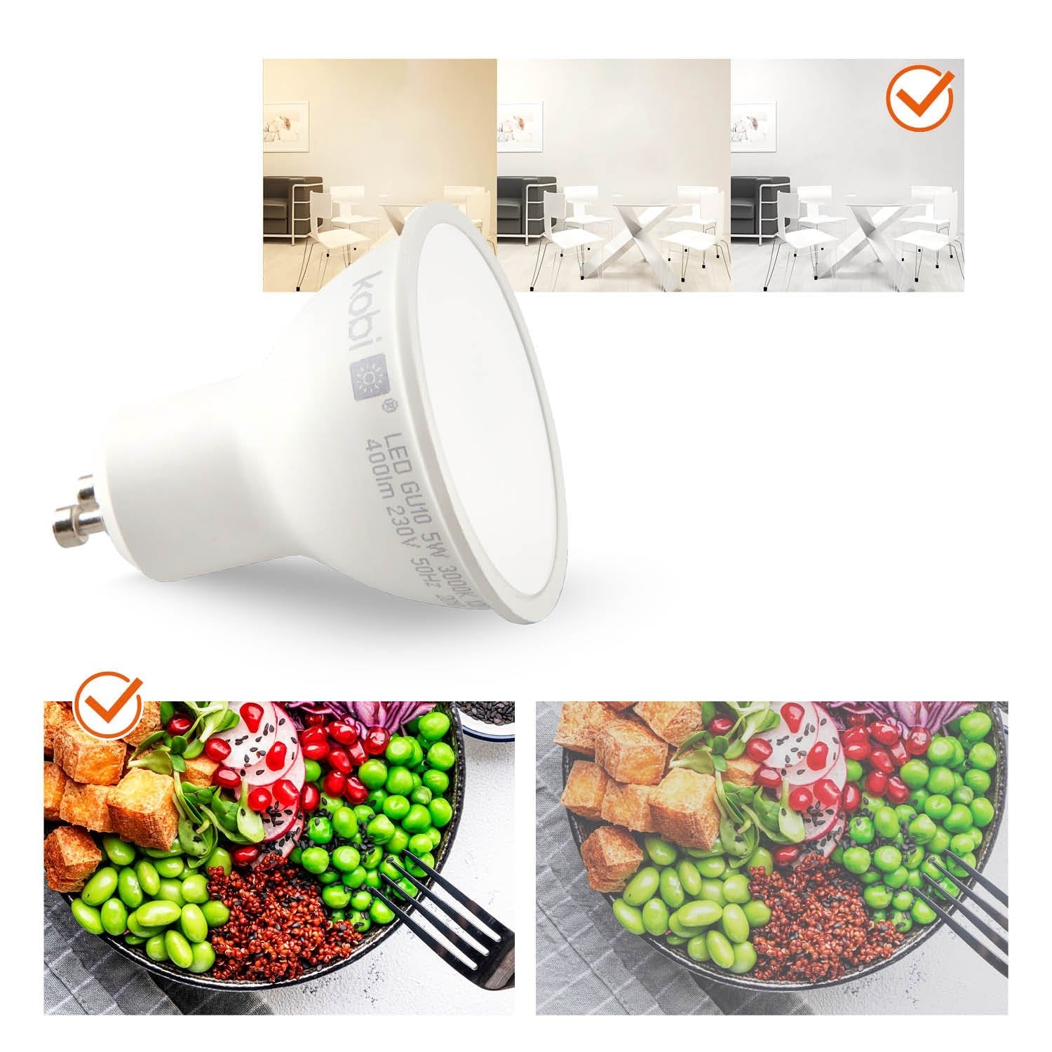 Zestaw oprawa halogenowa LUMO1 mat czarny + LED GU10 5W zimnobiał - LAITICA