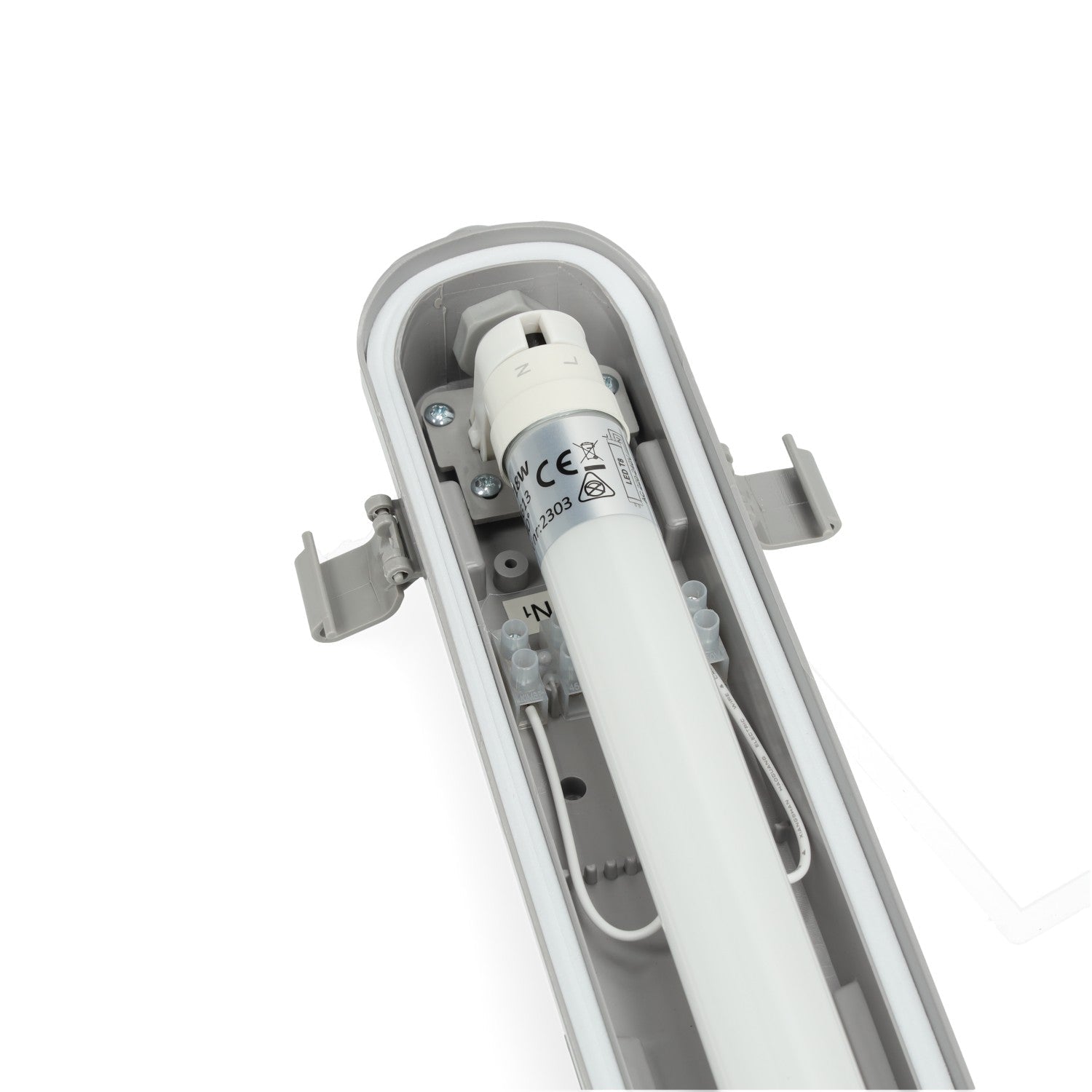Zestaw oprawa hermetyczna AMPER 1x120 + 2x LED T8 18W barwa neutralna - LAITICA
