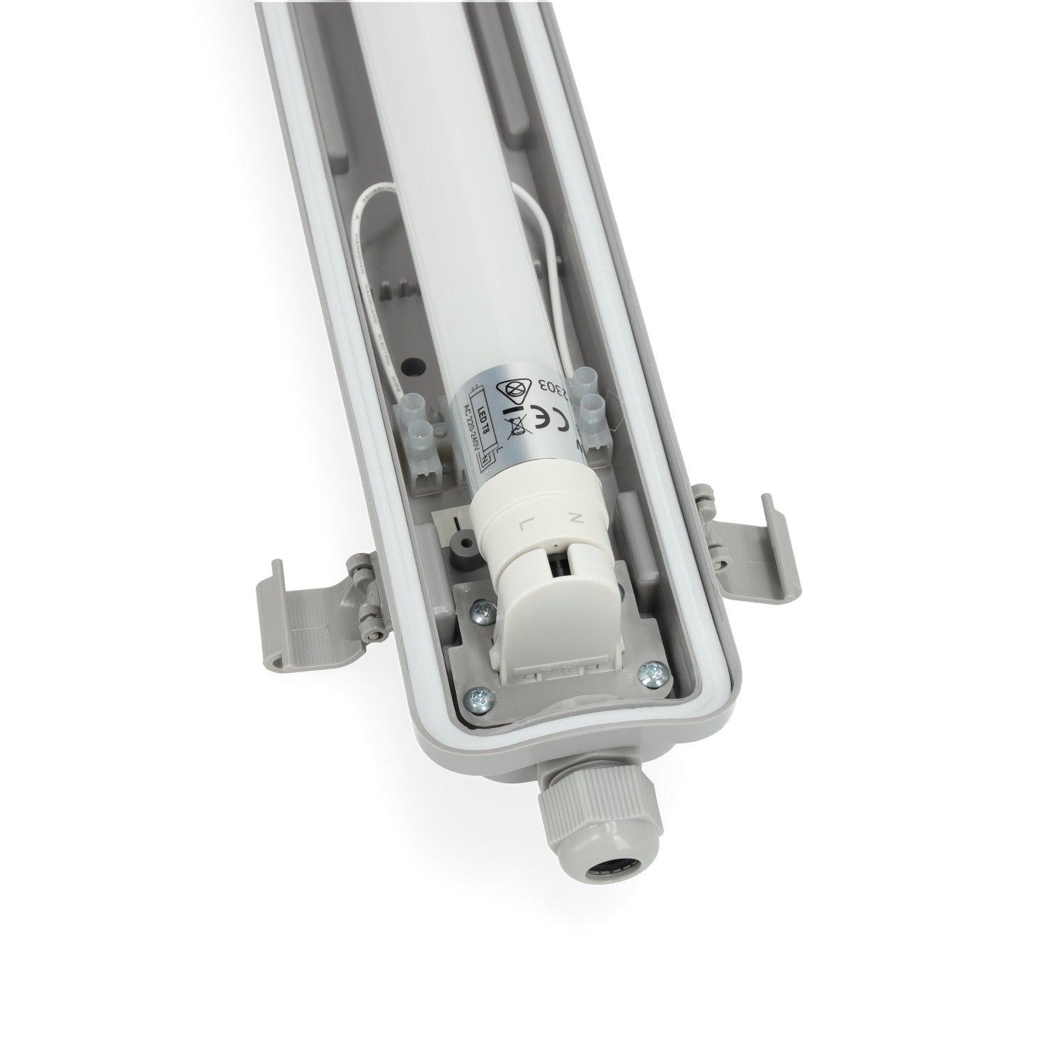 Zestaw oprawa hermetyczna AMPER 1x120 + 2x LED T8 18W barwa neutralna - LAITICA