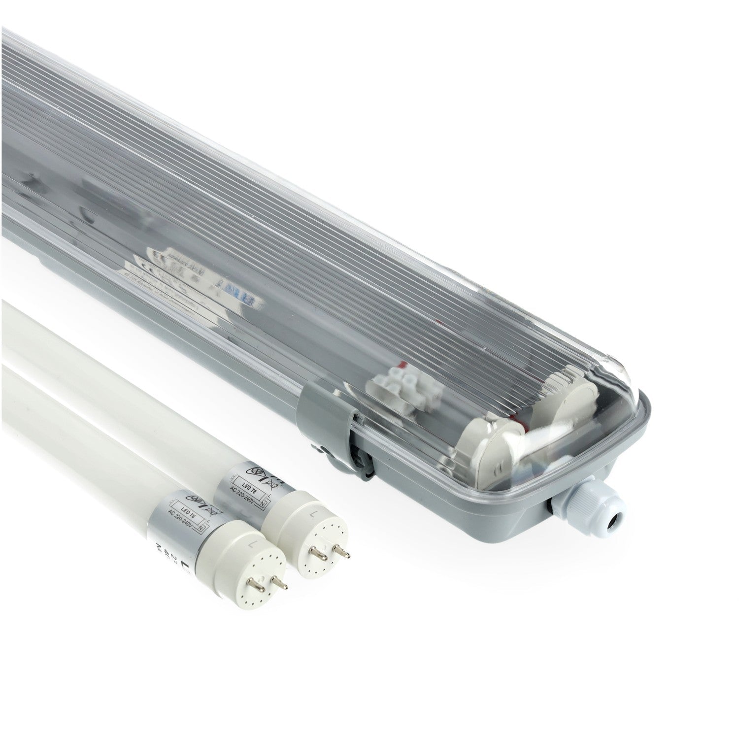 Zestaw oprawa hermetyczna AQUA M 2x120 + 2x LED T8 18W zimnobiała - LAITICA