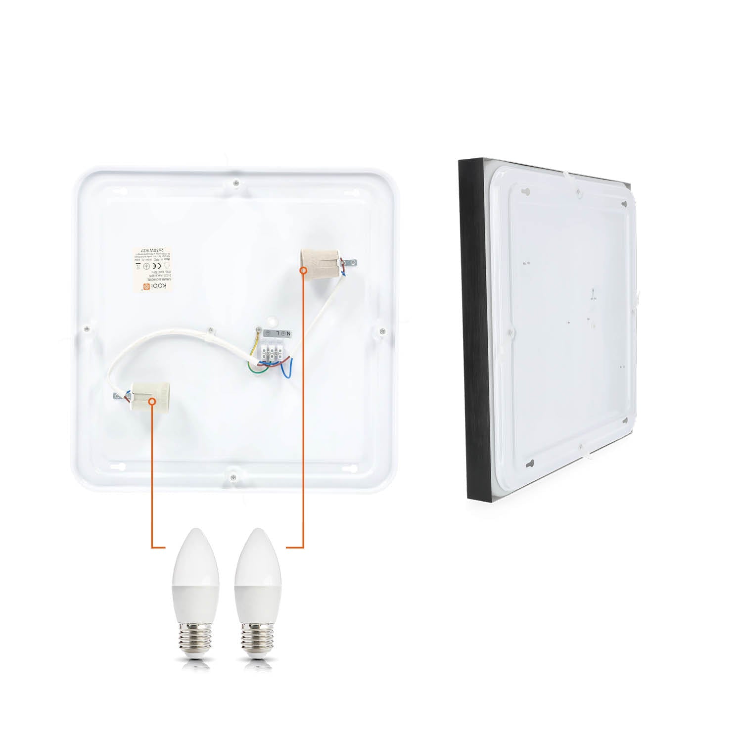 Zestaw oprawa oświetleniowa IMPERA B czarna + 2x żarówka ledowa LED 7W E27 6500K - LAITICA