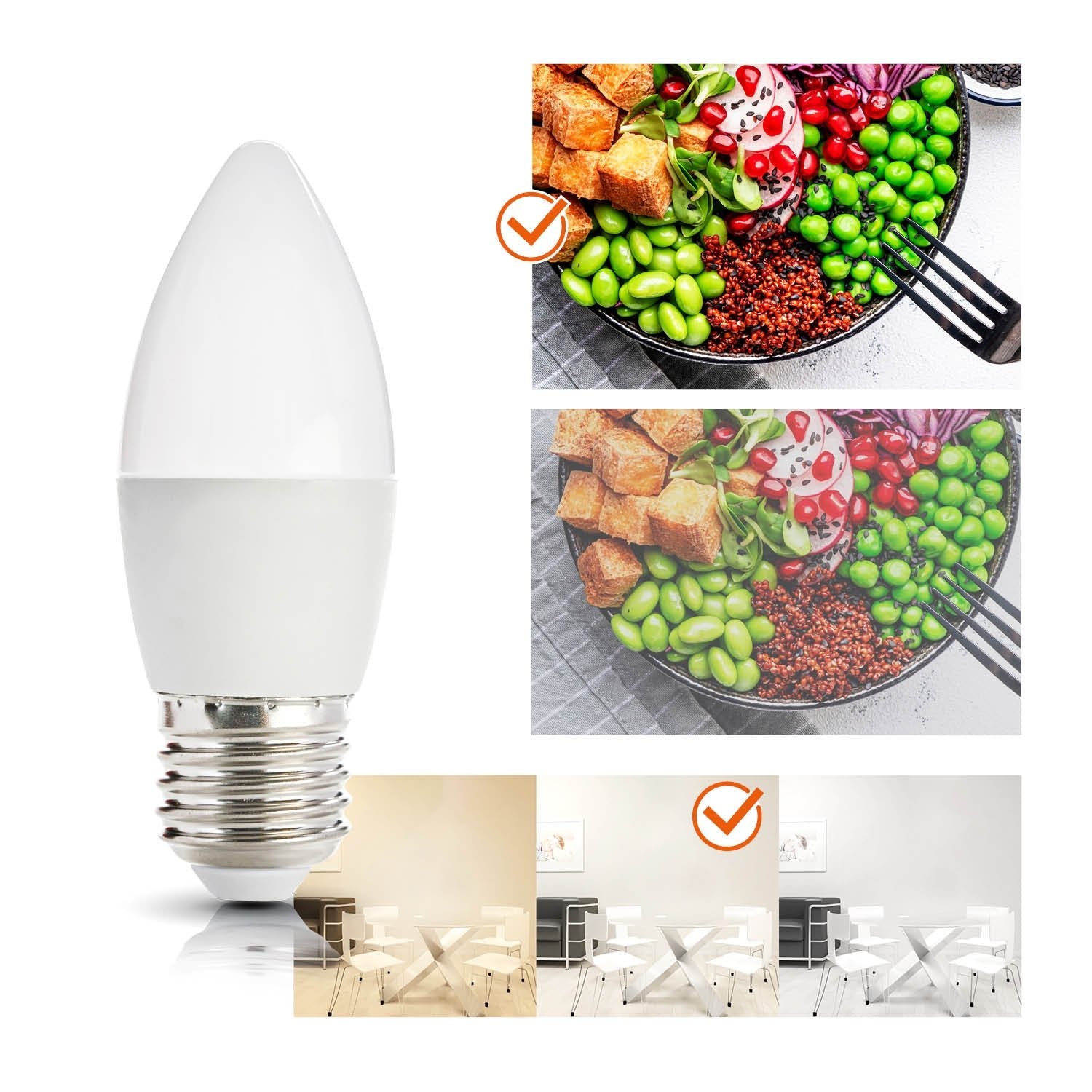 Zestaw oprawa oświetleniowa LUXO chrom + 2x żarówka ledowa LED 7W E27 4000K - LAITICA
