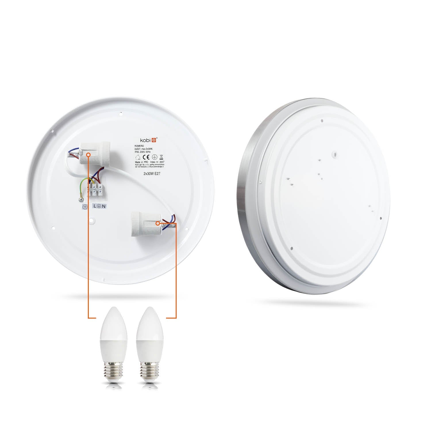 Zestaw oprawa oświetleniowa LUXO chrom + 2x żarówka ledowa LED 7W E27 6500K - LAITICA