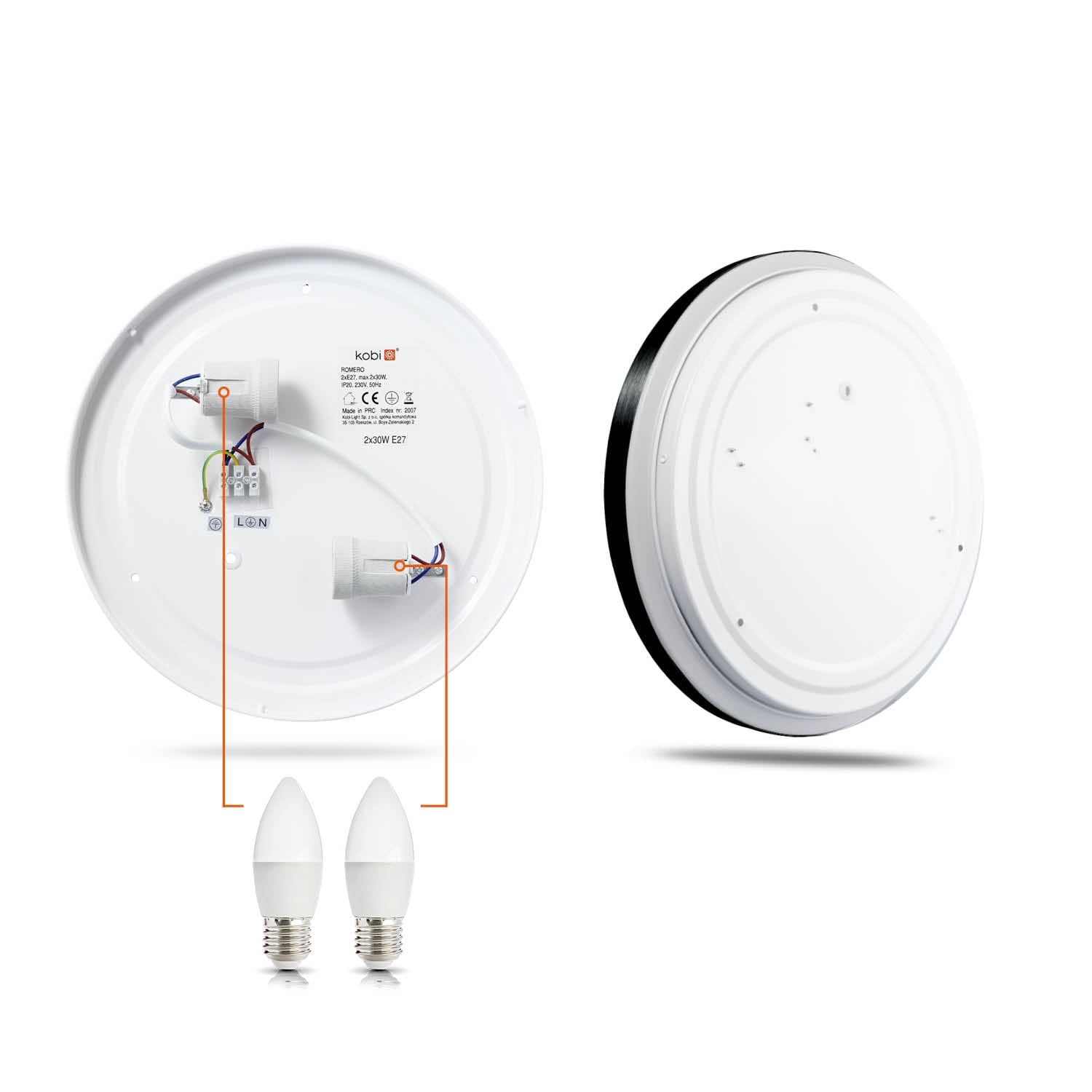 Zestaw oprawa oświetleniowa LUXO czarna + 2x żarówka ledowa LED 7W E27 6500K - LAITICA