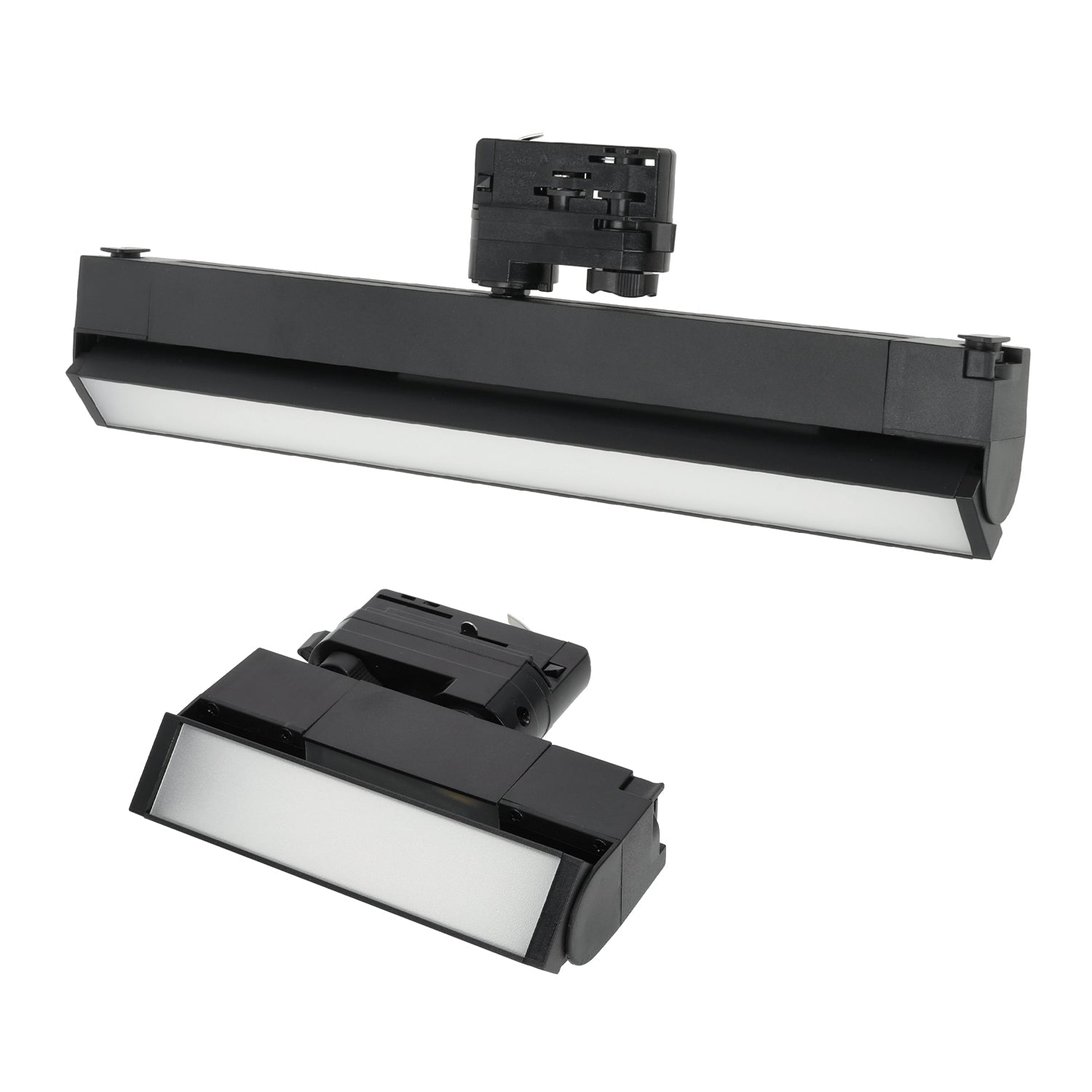 Zestaw Szynowy 3 fazowy 2x szyna 2m + łącznik prosty + 2x lamp FLEX 36W + 4x lamp 12W zasilanie + zaślepka CZARNY - LAITICA